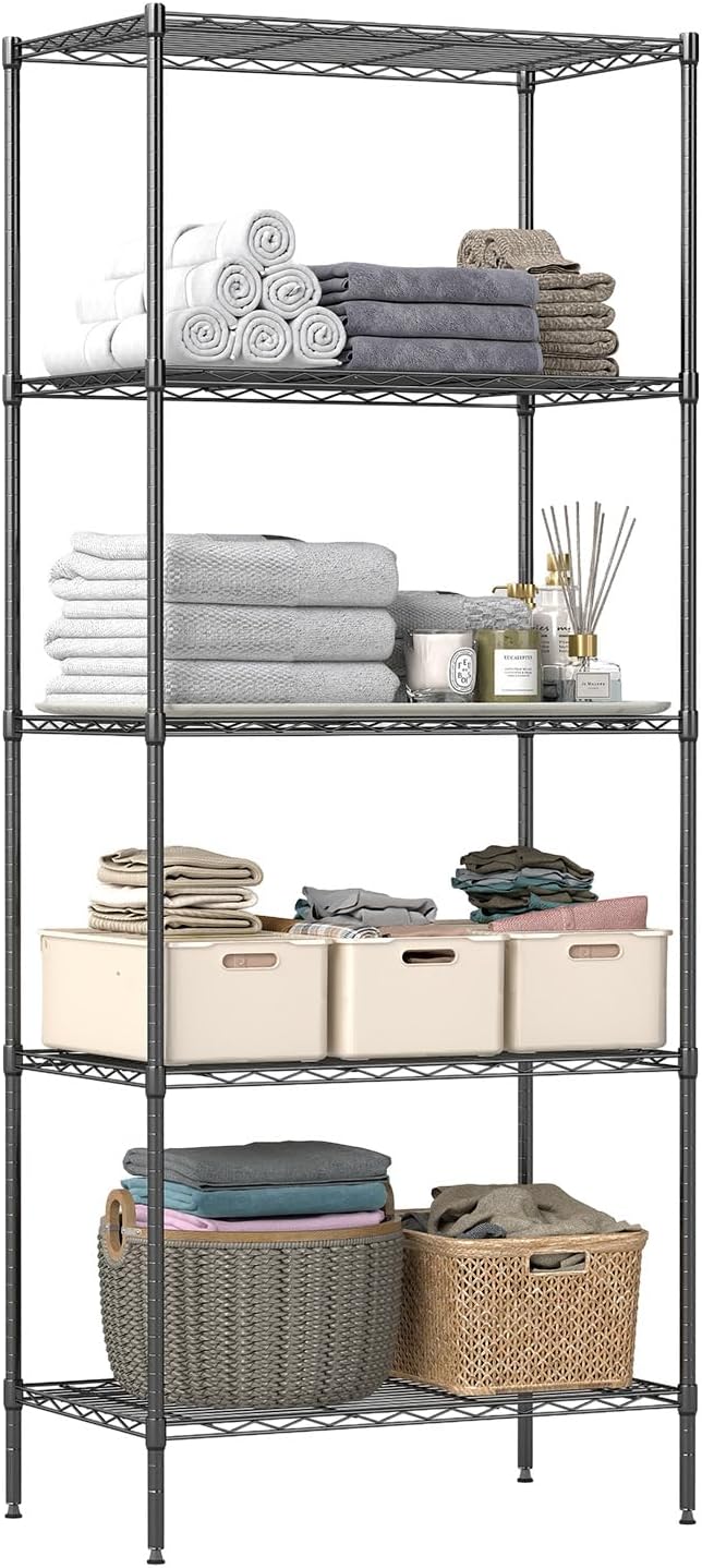 BestOffice, 4-Tier Wire Storage Shelves, 36x14x54, Chrome, with Adjustable Racks, Heavy-Duty Metal Shelf, Holds Up to 1000 lbs, No-Tool Assembly