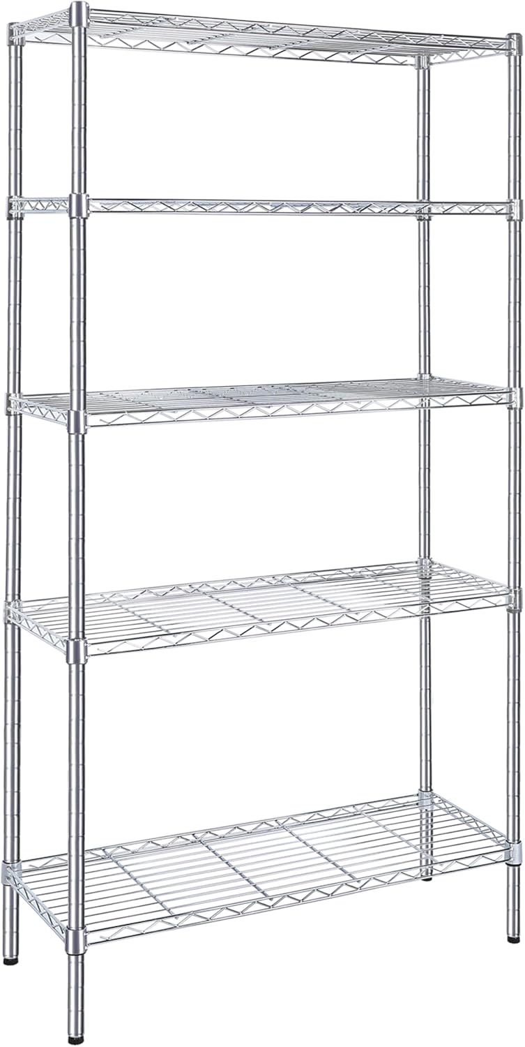 Simple Deluxe Heavy Duty 3-Shelf Shelving Unit with Wheels, Adjustable Steel Wire Shelving