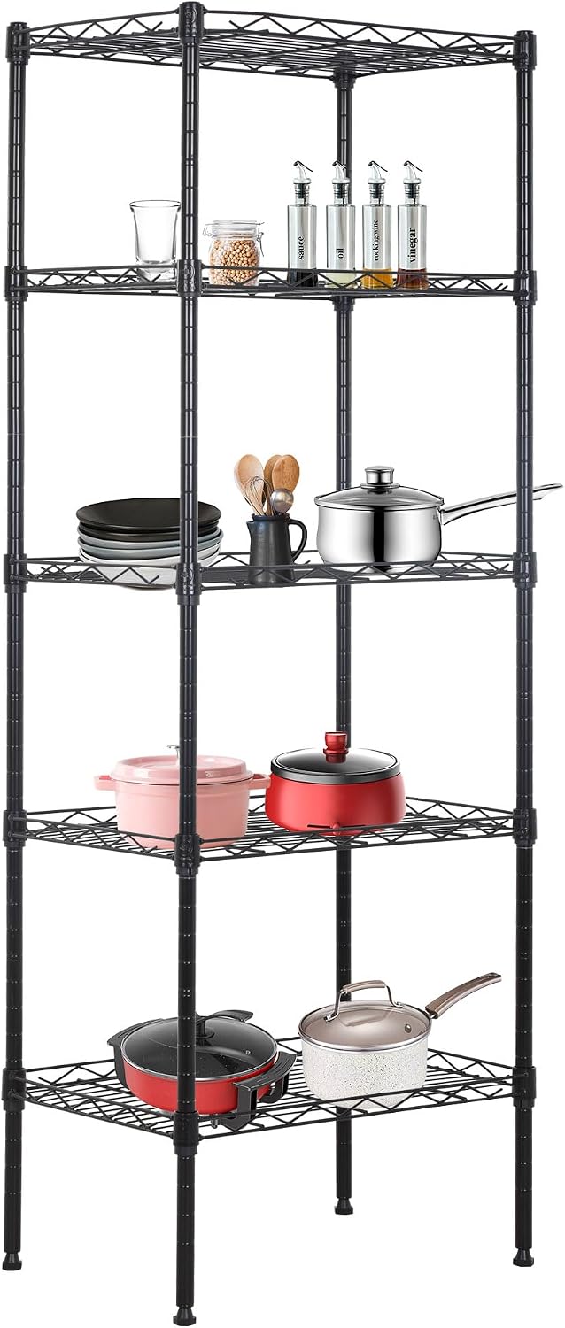 BestOffice, 4-Tier Wire Storage Shelves, 36x14x54, Black, with Adjustable Racks, Heavy-Duty Metal Shelf, Holds Up to 1000 lbs, No-Tool Assembly