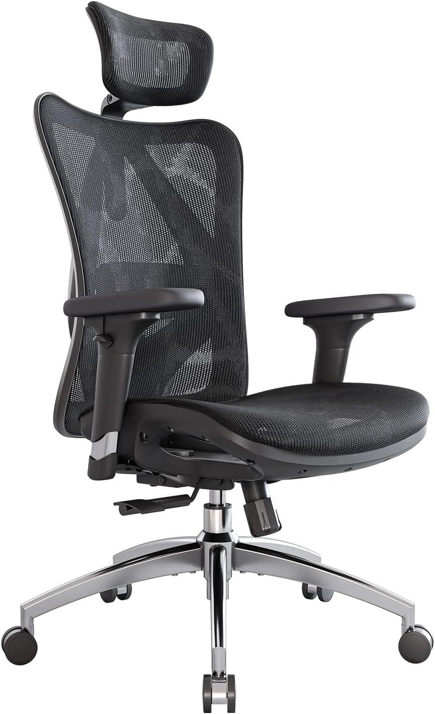 SIHOO M57 Ergonomic Mesh Office Chair, High Back Home Desk Chair with 3D Armrests, Lumbar Support and Adjustable Headrest, Comfortable Computer Chair