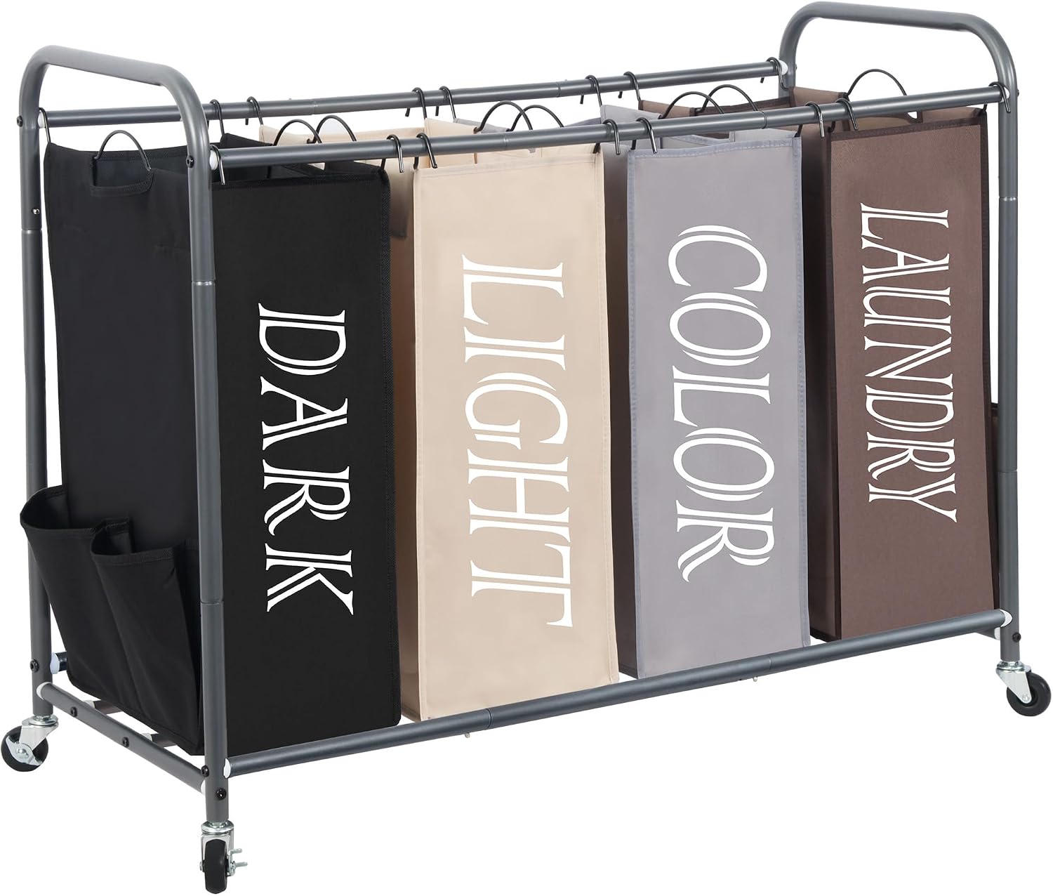 STORAGE MANIAC 3 Section Laundry Sorter, 35.6 Gal (135 L) Laundry Hamper Cart with Heavy Duty Rolling Lockable Wheels and Removable Bags