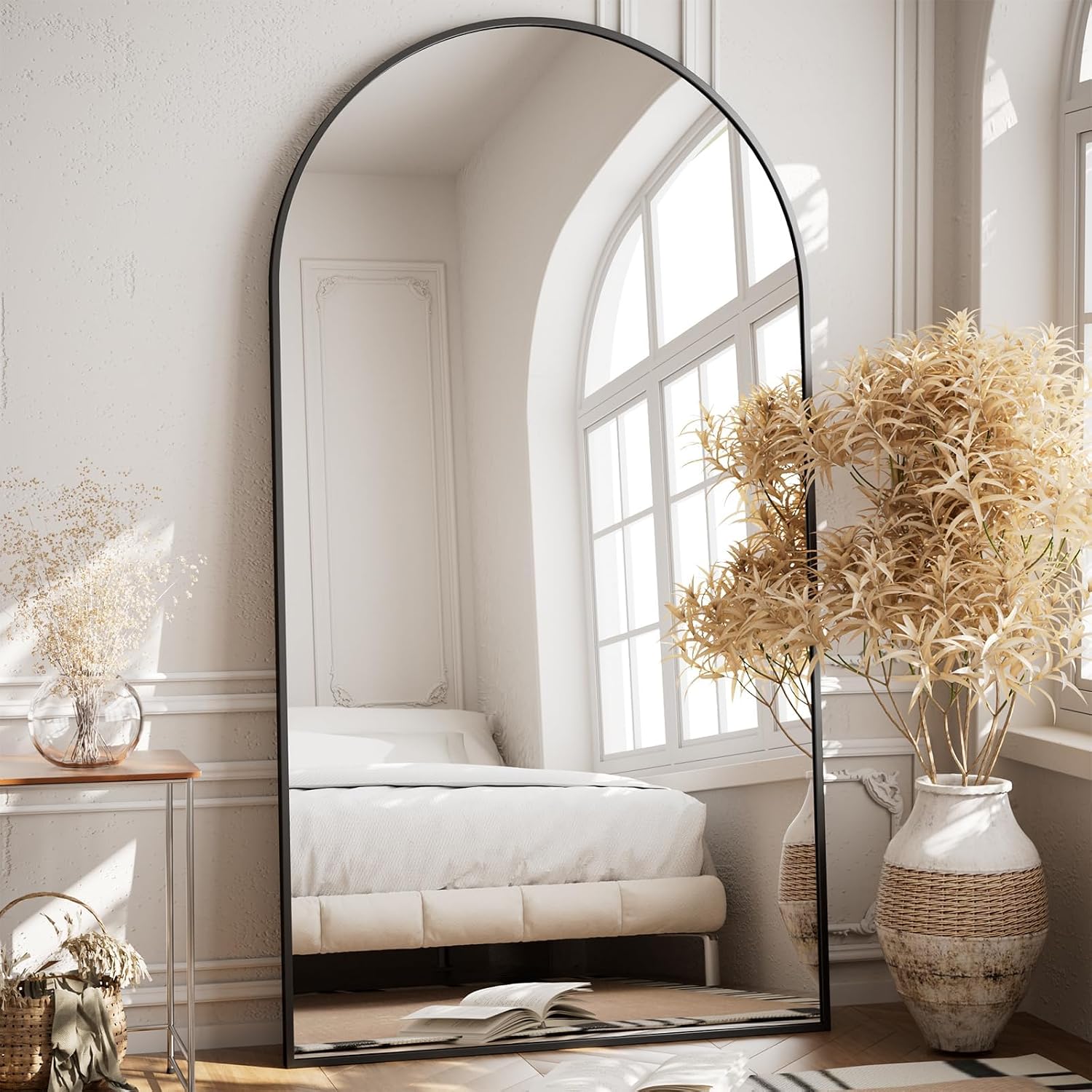 VooBang 35"x78" Gold Large Arched Floor Full Length Dressing Body Mirror, Shatterproof Tempered Glass, Modern Minimalist Chic Room Decor