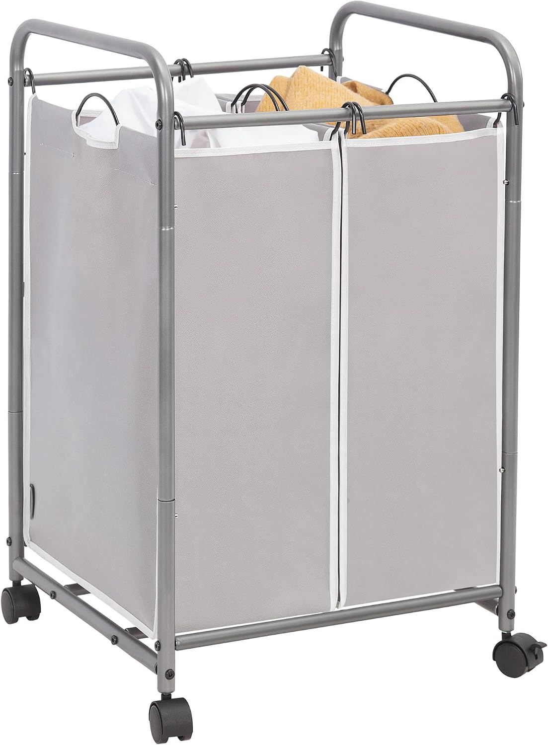STORAGE MANIAC 3 Section Laundry Sorter, 35.6 Gal (135 L) Laundry Hamper Cart with Heavy Duty Rolling Lockable Wheels and Removable Bags
