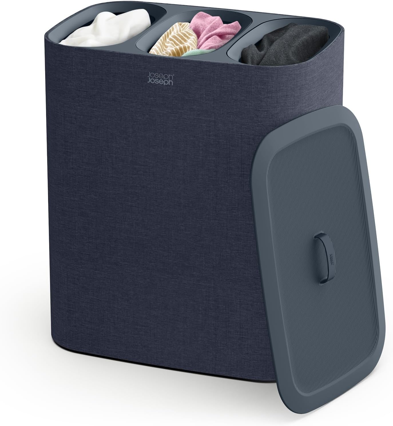 Joseph Joseph Tota 90 liter/23.8 gallon Laundry Hamper Separation Basket with lid, 2 Removable Washing Bags with Handles - Gray