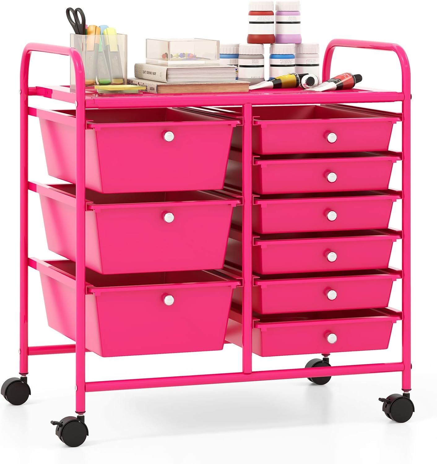 Giantex 15 Drawer Rolling Storage Cart Tools Scrapbook Paper Office School Organizer, Multicolor