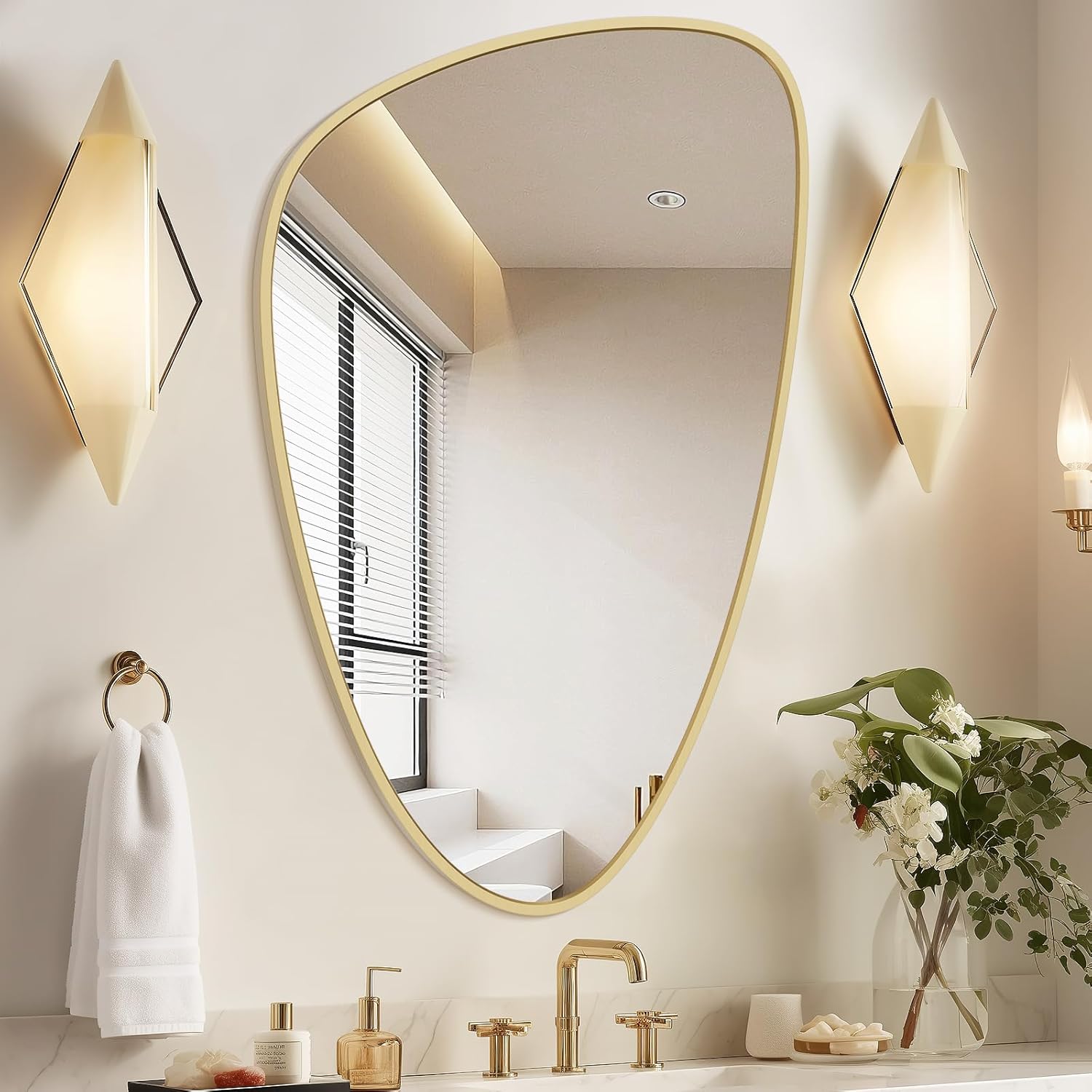 WallBeyond Asymmetrical Mirror, Irregular Mirror Full Length, Boho Wall Mirrors Decorative for Bedroom Living Room Entryway Hall