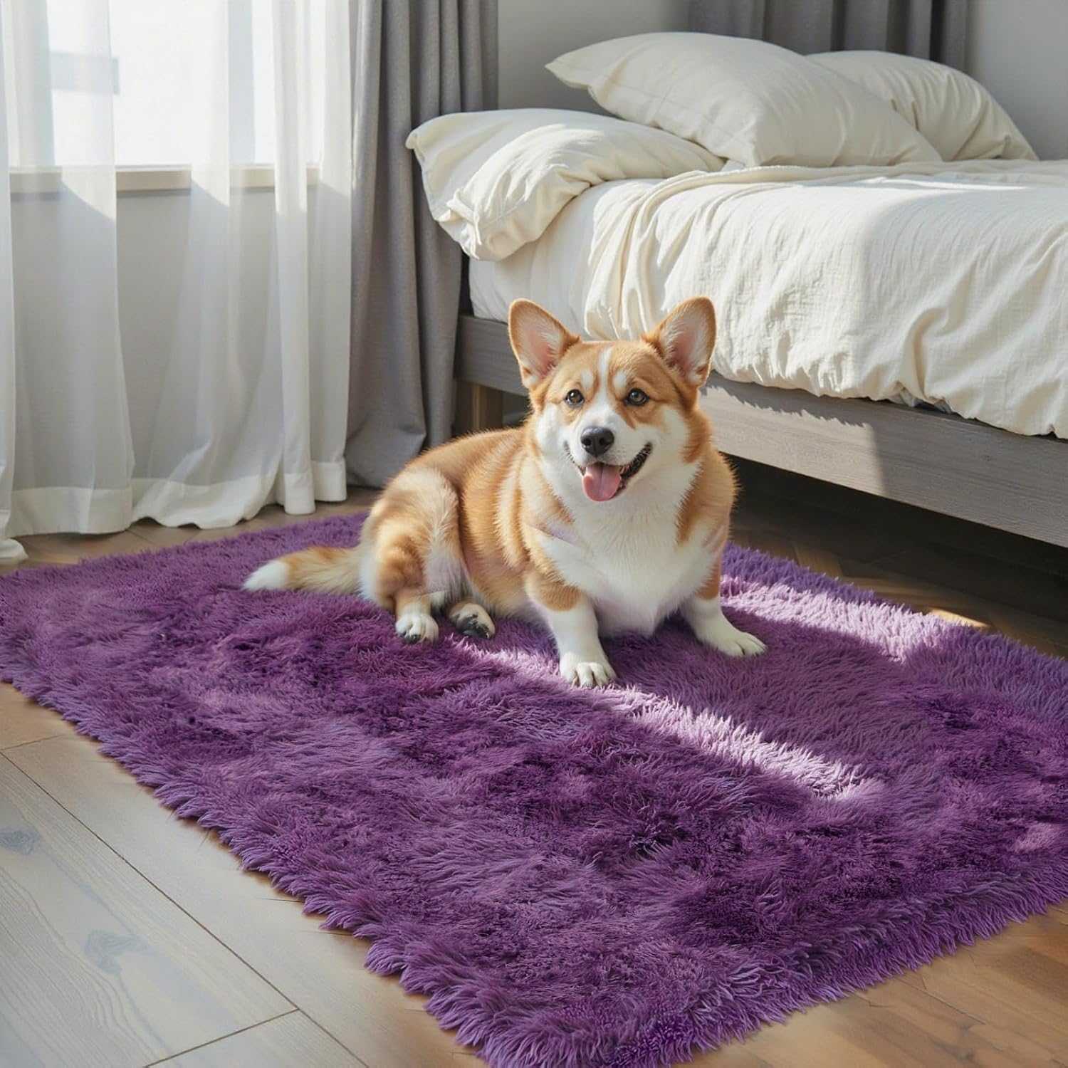 junhejiamei Area Rugs 9x12 Living Room, Large Area Rug Shaggy Carpet Soft Plush Furry Bedside Rug