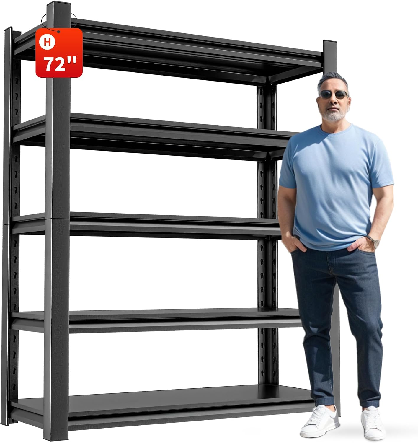 Metal Garage Storage Shelving Unit, 5-Tier Heavy Duty Adjustable Utility Shelves, Industrial Steel Shelving for Garage, Warehouse
