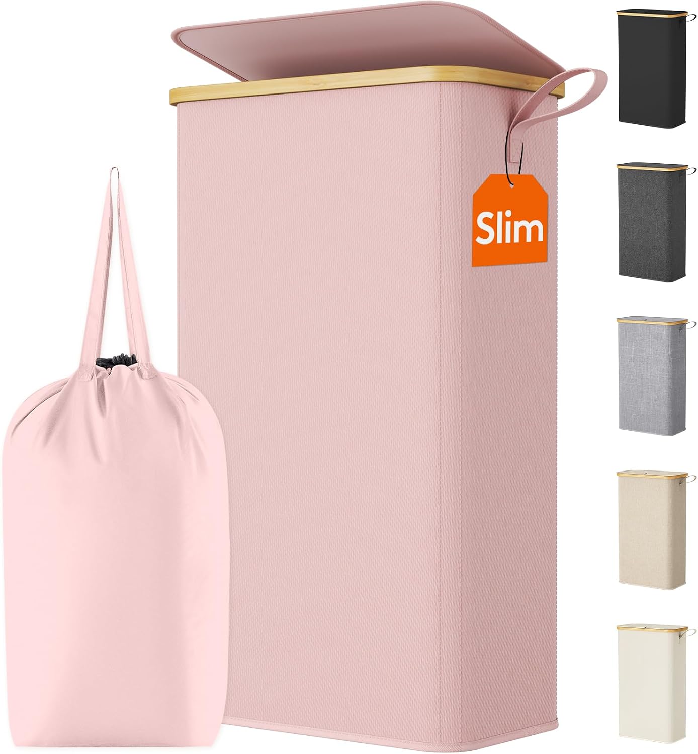 Lifewit 150L Double Laundry Hamper with Lid, Large Laundry Basket with Removable Bag and Bamboo Handles