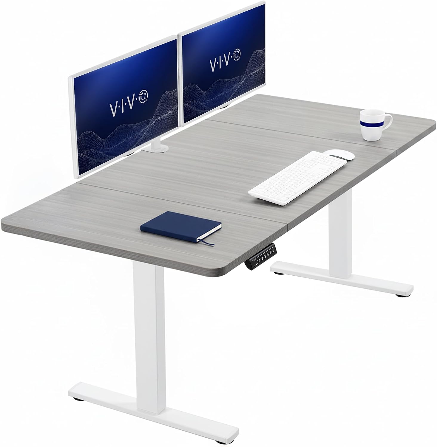 VIVO Electric 63 x 32 in Standing Desk, Memory Height Adjustment, 1B Series, Holds 220 lbs, Dark Walnut Top Black Frame, DESK-KIT-1B1D