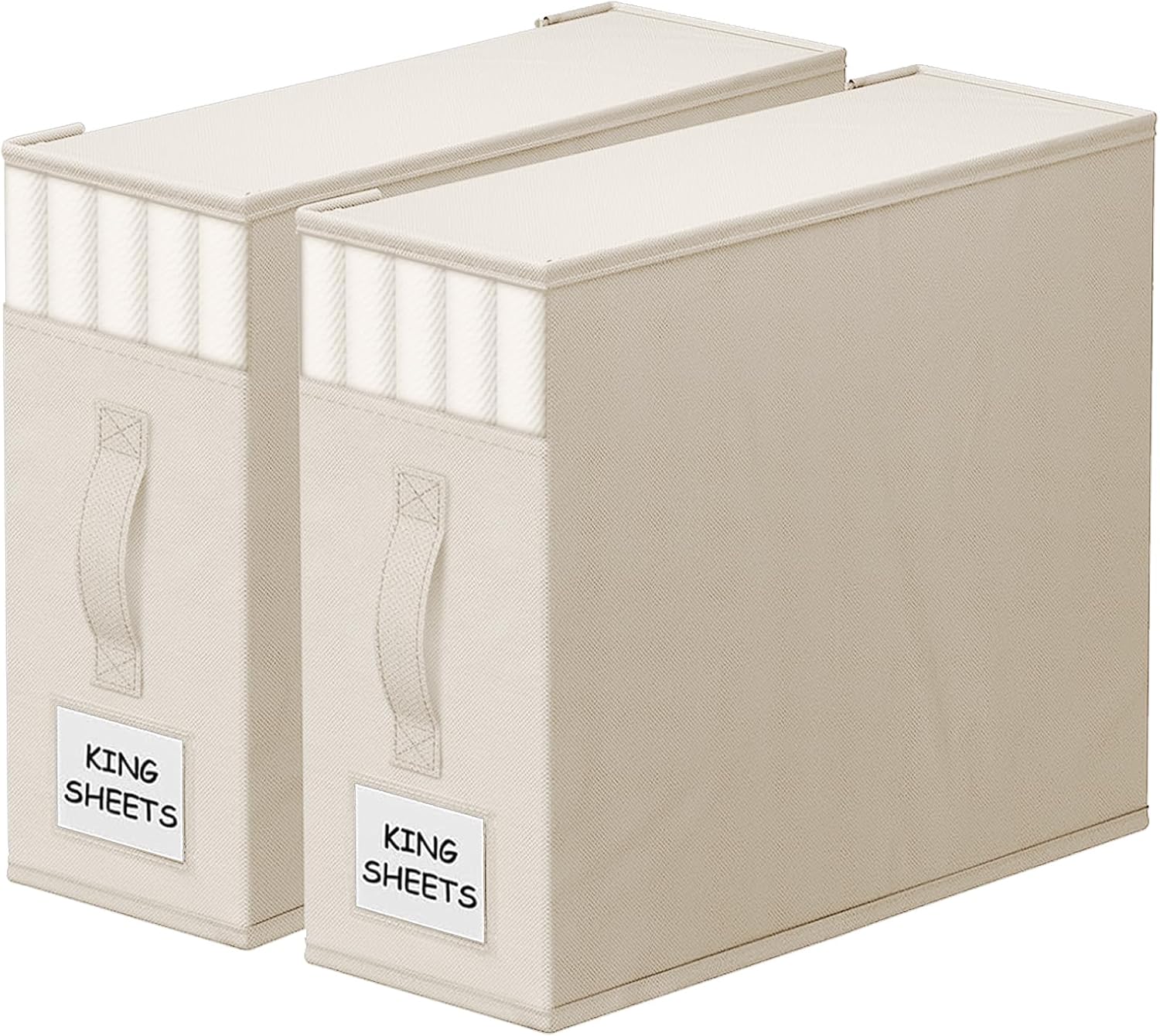 StorageTastic 6 Pack Bed Sheet Closet Organizers and Storage, Sturdy Foldable Storage Containers with Window and Label