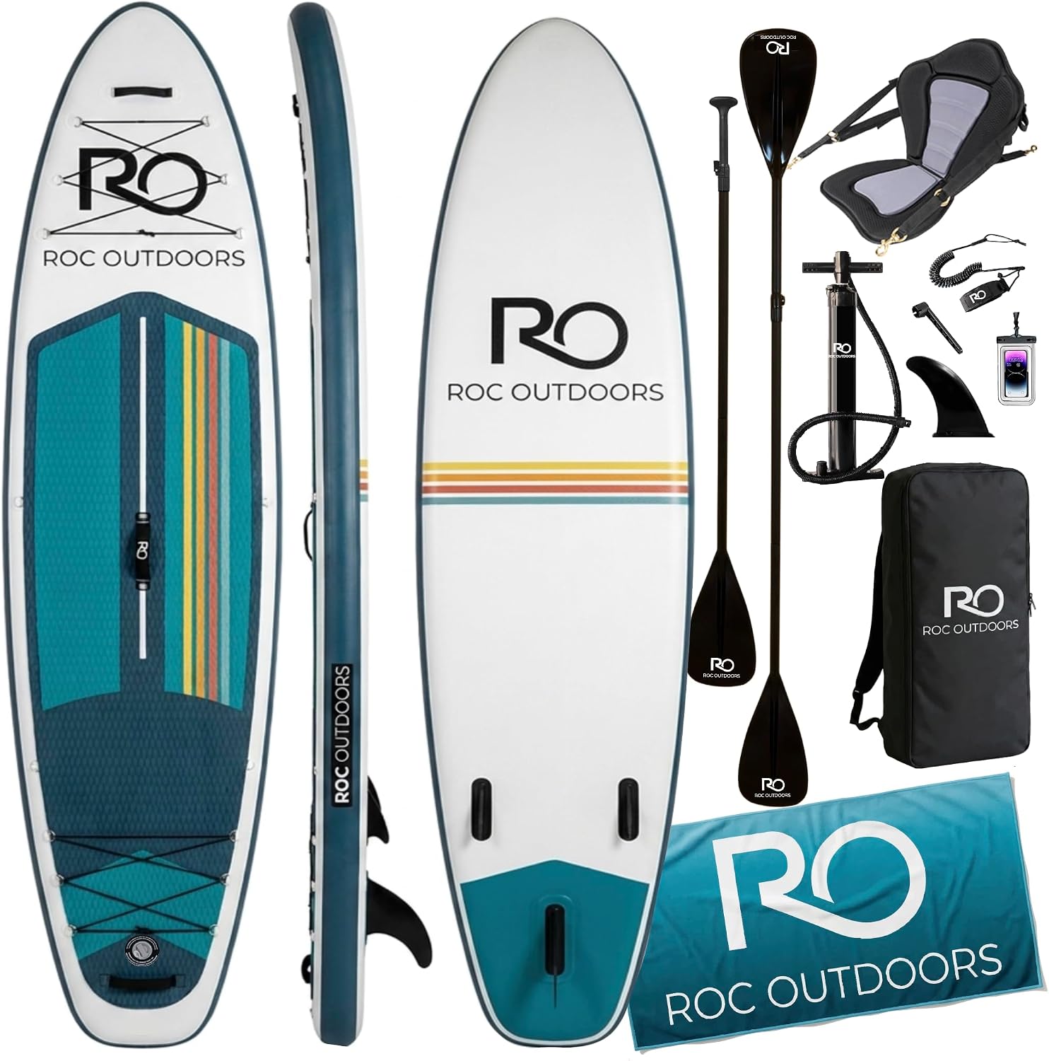 Roc Inflatable Stand Up Paddle Board 10' 6" with Premium SUP Paddle Board Accessories, Wide Stable Design, Non-Slip Comfort Deck for Youth and Adults