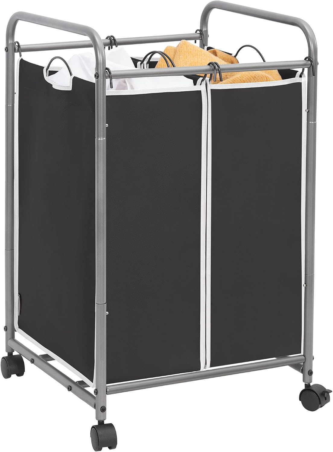 STORAGE MANIAC 3 Section Laundry Sorter, 35.6 Gal (135 L) Laundry Hamper Cart with Heavy Duty Rolling Lockable Wheels and Removable Bags