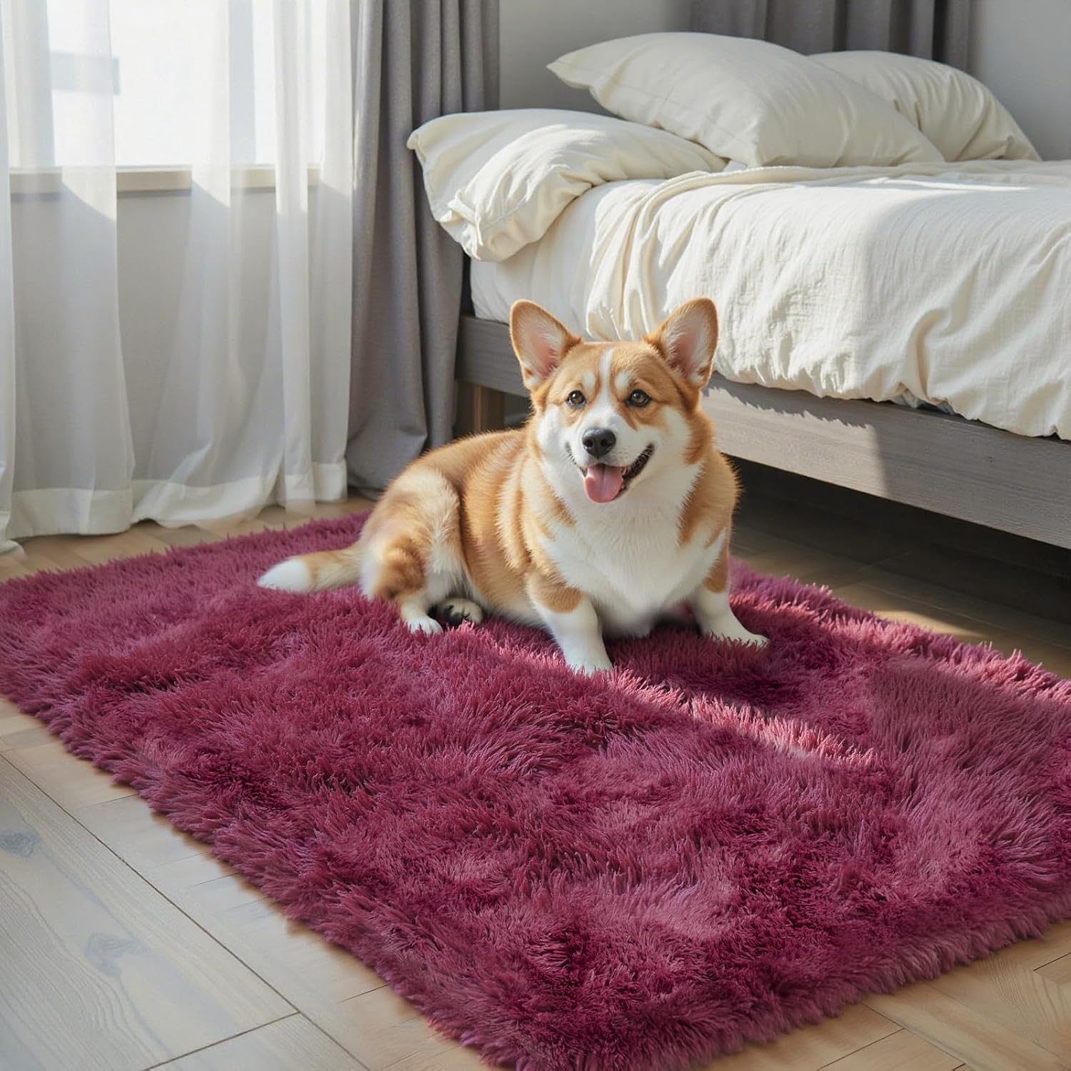 junhejiamei Area Rugs 9x12 Living Room, Large Area Rug Shaggy Carpet Soft Plush Furry Bedside Rug