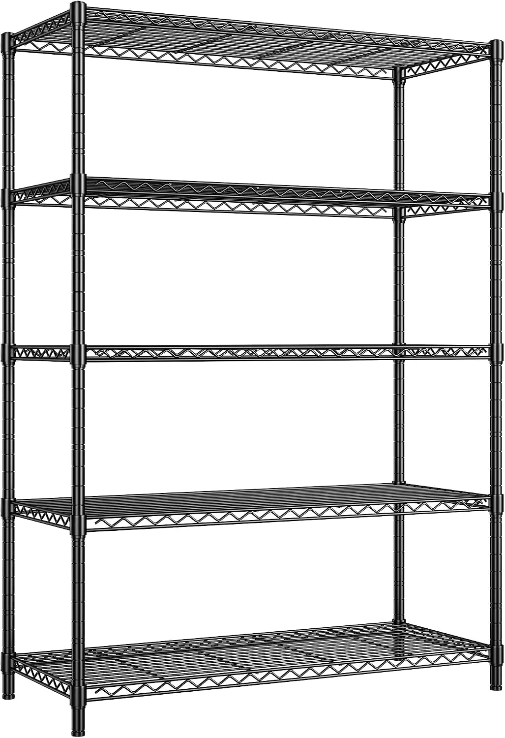 REIBII 73''H Storage Shelves 1660LBS Wire Shelving Unit with Wheels 5 Tier Metal Shelving, Heavy Duty Metal Shelves for Storage Rack