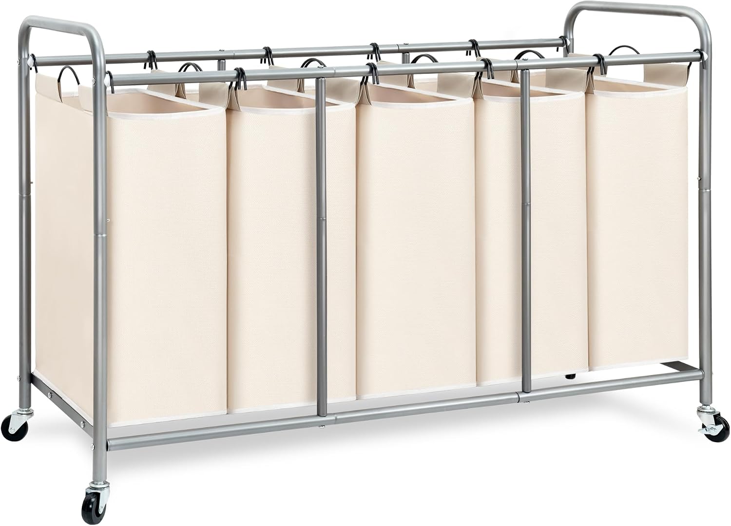 STORAGE MANIAC 3 Section Laundry Sorter, 35.6 Gal (135 L) Laundry Hamper Cart with Heavy Duty Rolling Lockable Wheels and Removable Bags