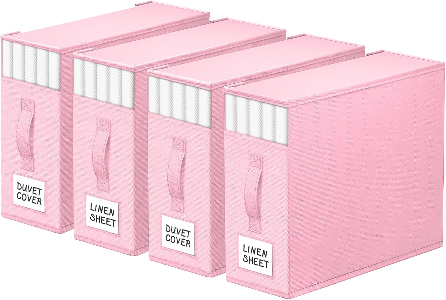 StorageTastic 6 Pack Bed Sheet Closet Organizers and Storage, Sturdy Foldable Storage Containers with Window and Label