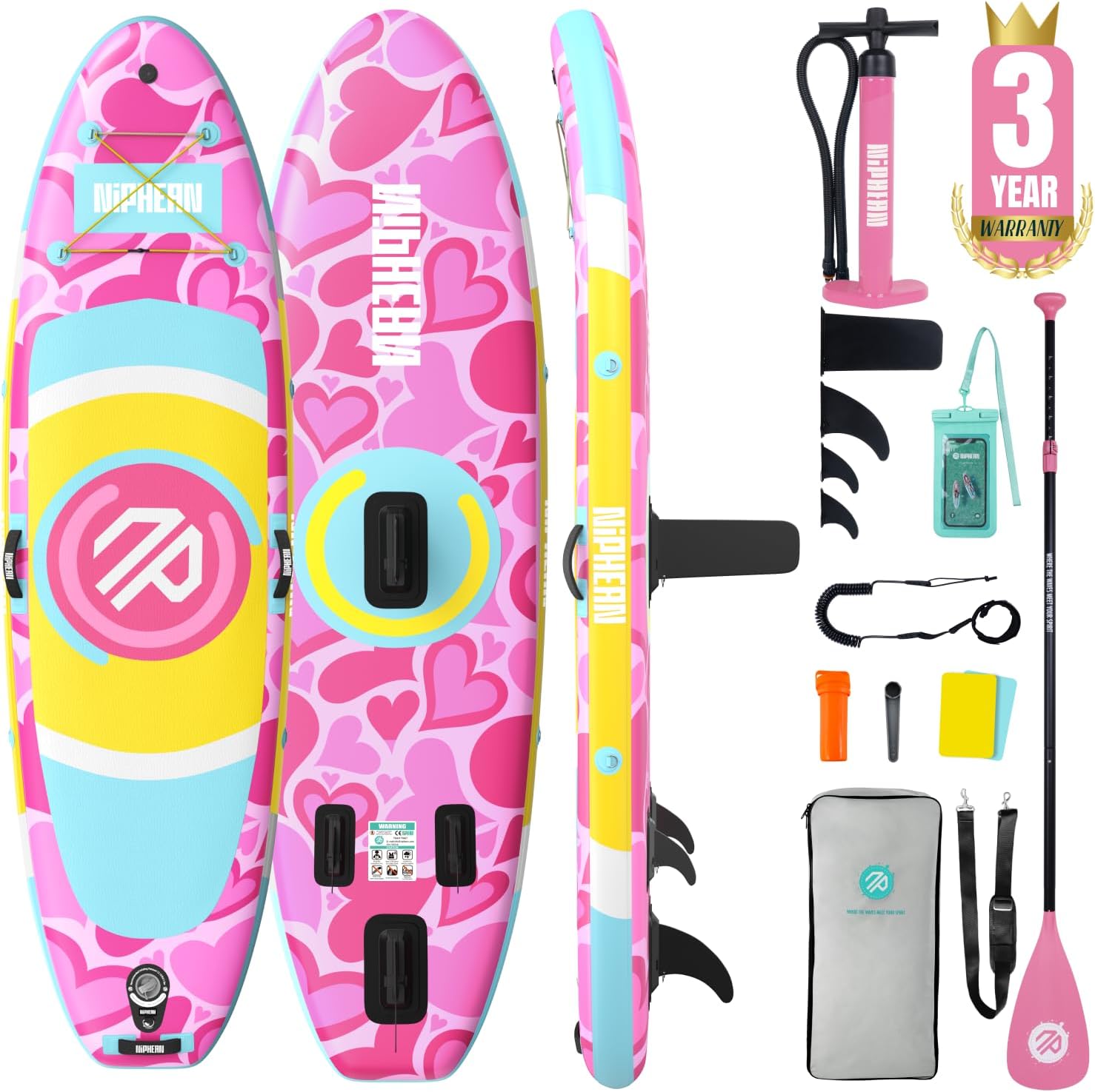 Niphean 10' Inflatable Paddle Board, Ultra-Light SUP for Beginners, Versatile Yoga Paddle Board with Durable SUP Accessories, 400lbs Capacity