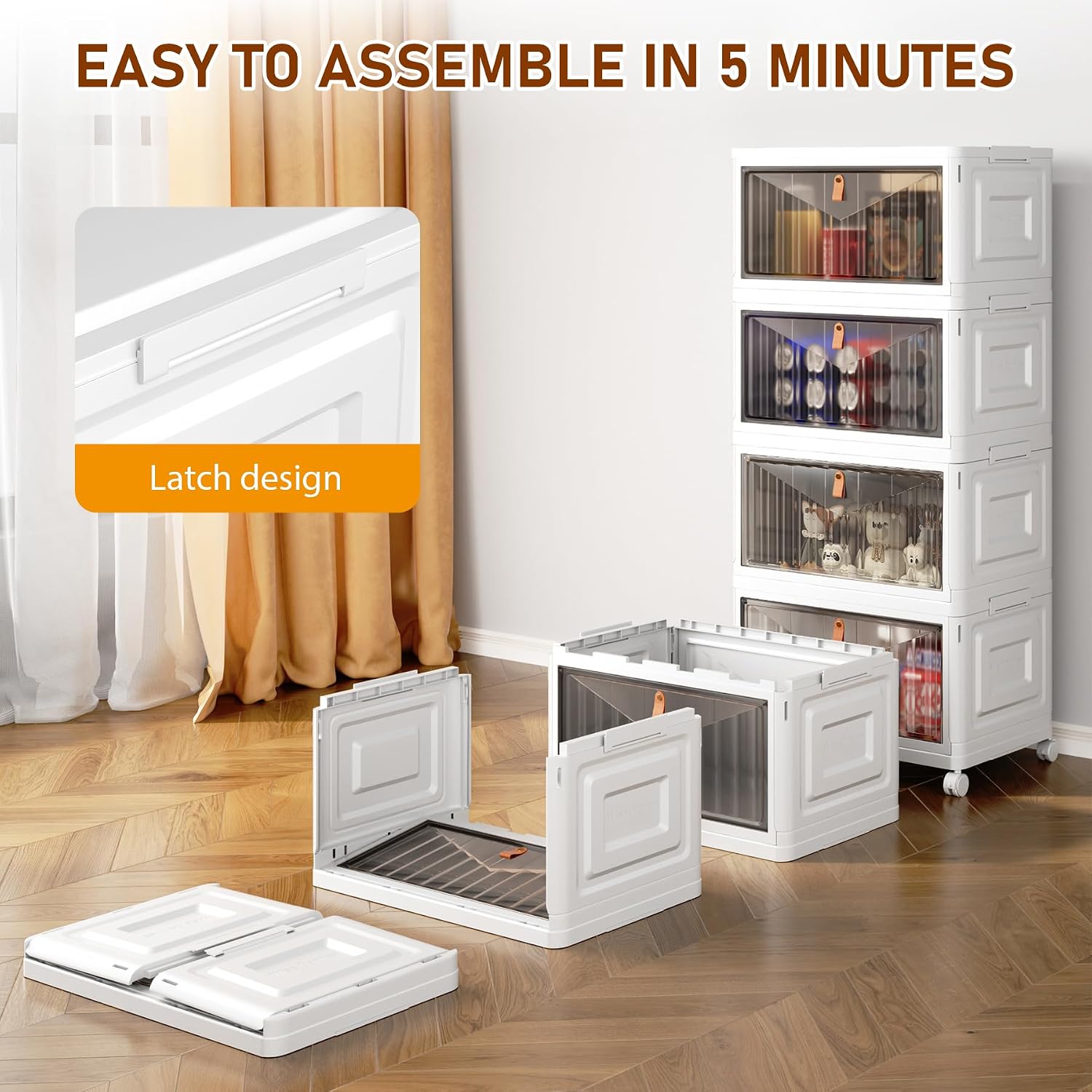 Wise Oannes Closet Organizers and storage, Storage cabinet with Wheels, Stackable Storage Bins with Wheels