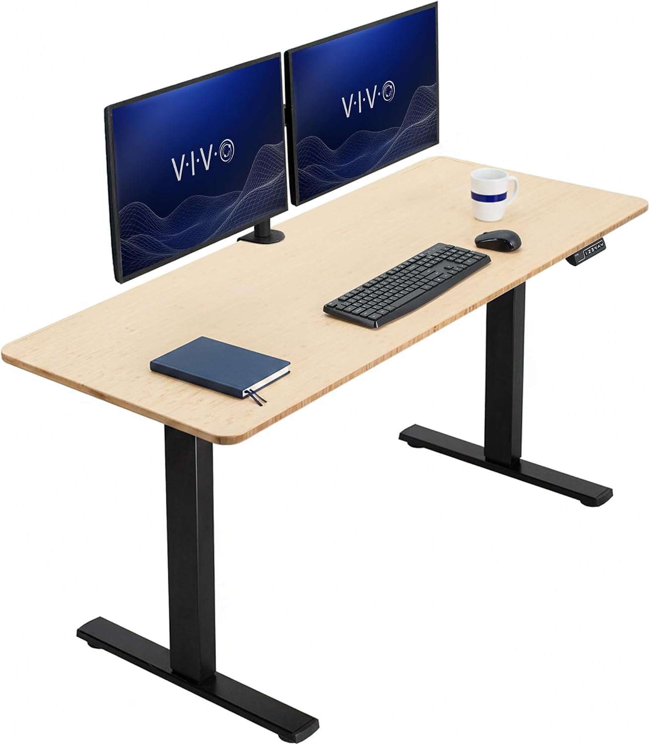 VIVO Electric 63 x 32 in Standing Desk, Memory Height Adjustment, 1B Series, Holds 220 lbs, Dark Walnut Top Black Frame, DESK-KIT-1B1D