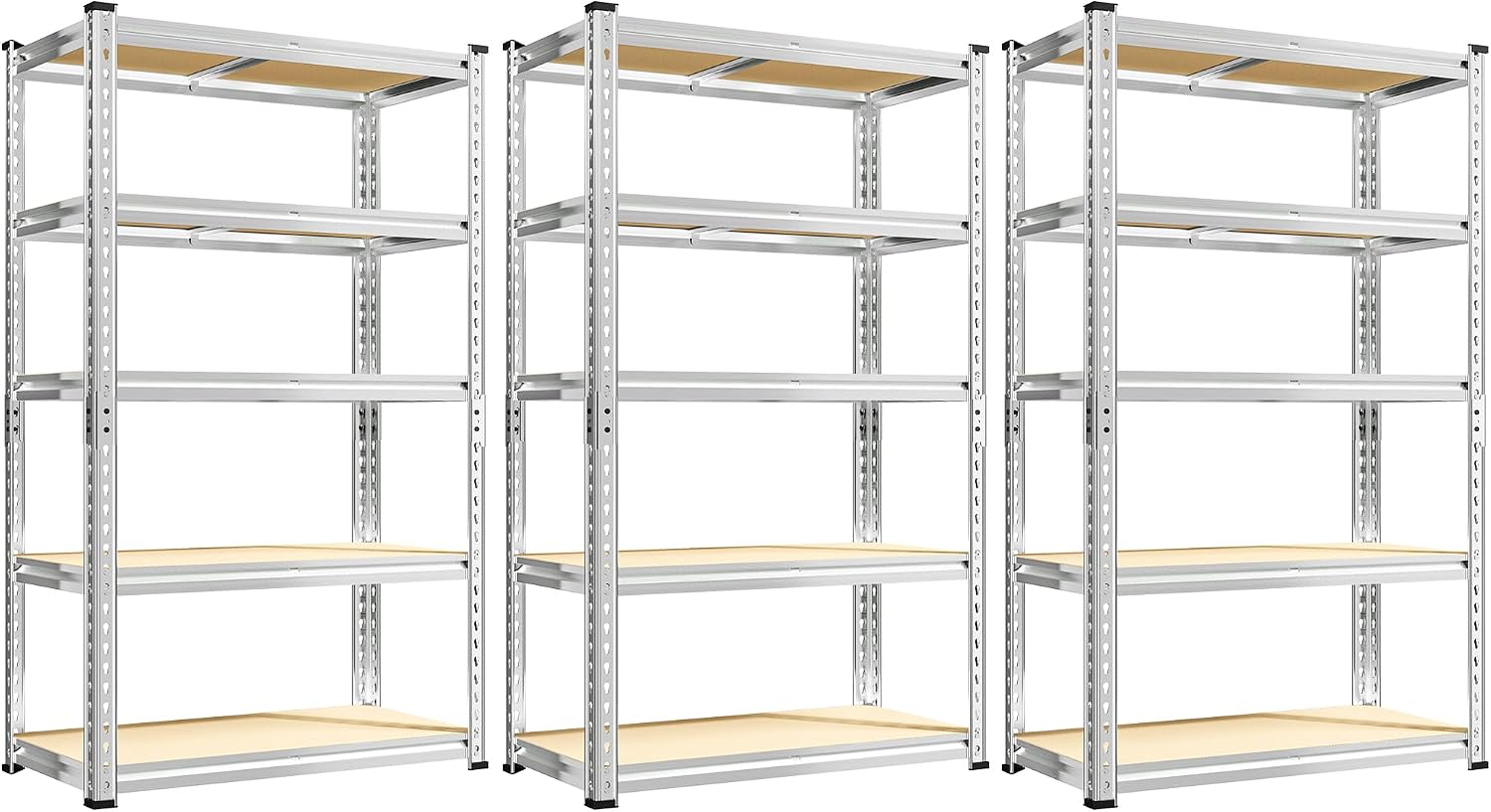REIBII 2500LBS Garage Shelving, 40"W Rust-Proof Storage Shelves For Basement, 5-Tier Metal Shelving, Waterproof, Adjustable Pantry Shelves