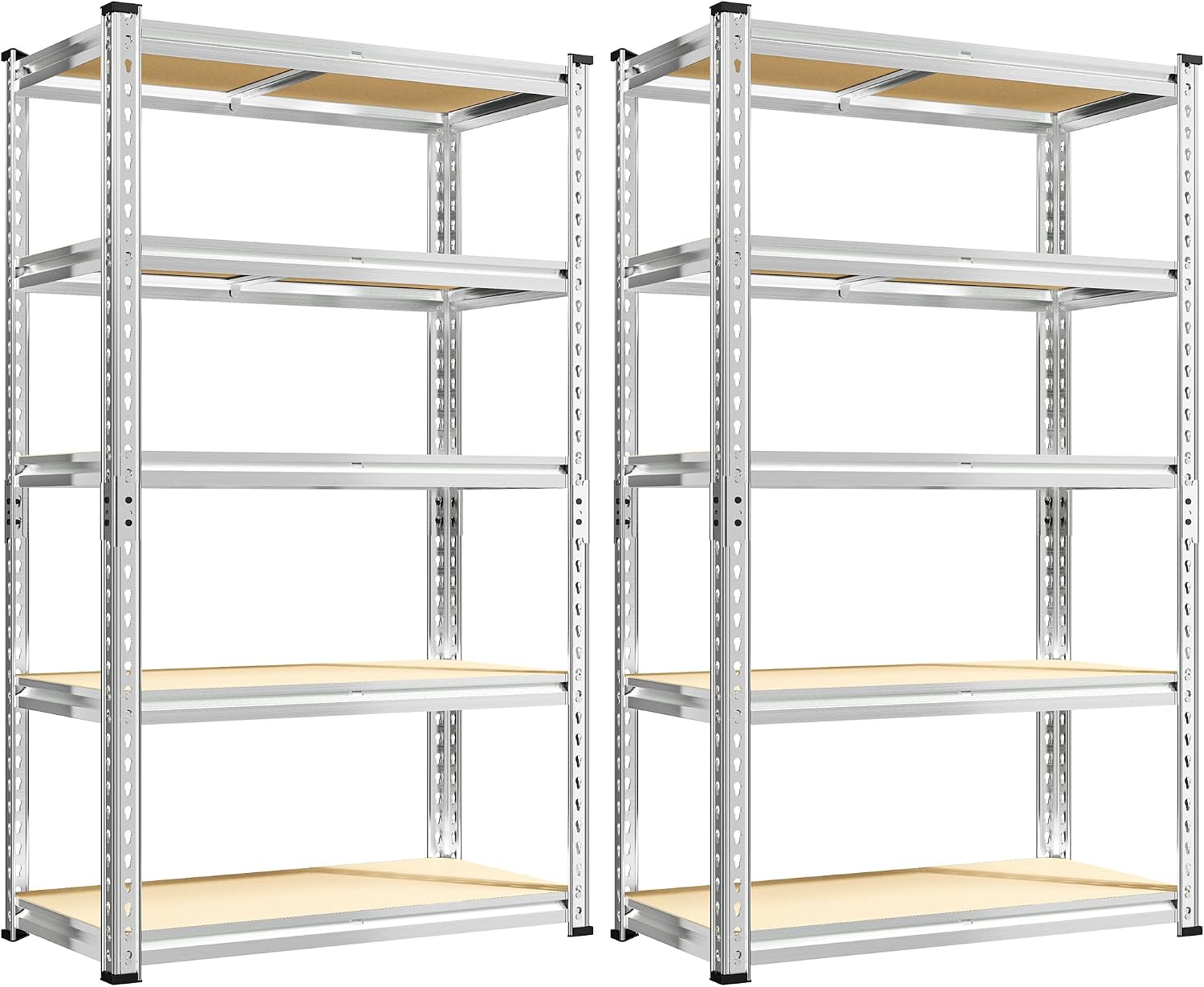 REIBII 2500LBS Garage Shelving, 40"W Rust-Proof Storage Shelves For Basement, 5-Tier Metal Shelving, Waterproof, Adjustable Pantry Shelves