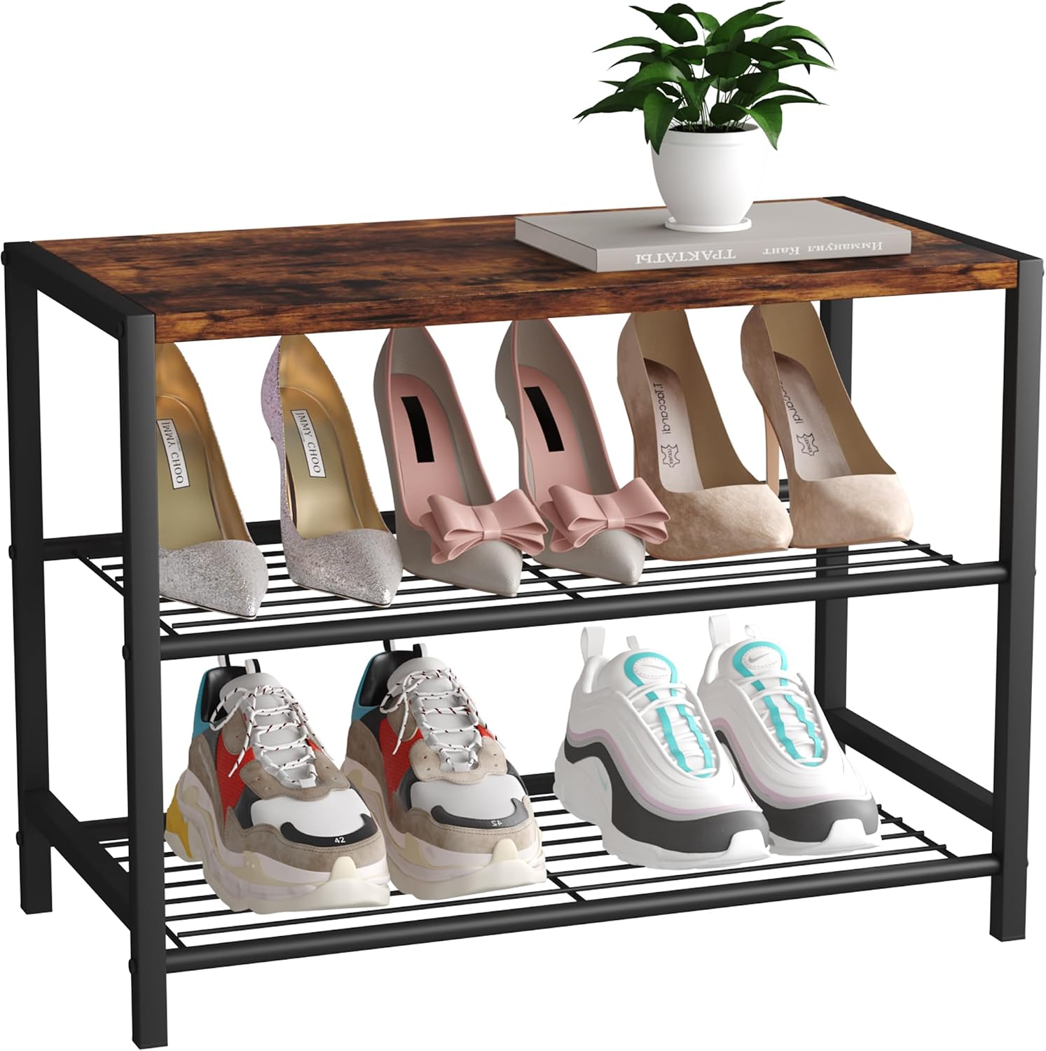 HOMEFORT Shoe Rack 6-Tier, Shoe Storage Shelf, Industrial Shoe Tower, Narrow Shoe Organizer for Closet Entryway