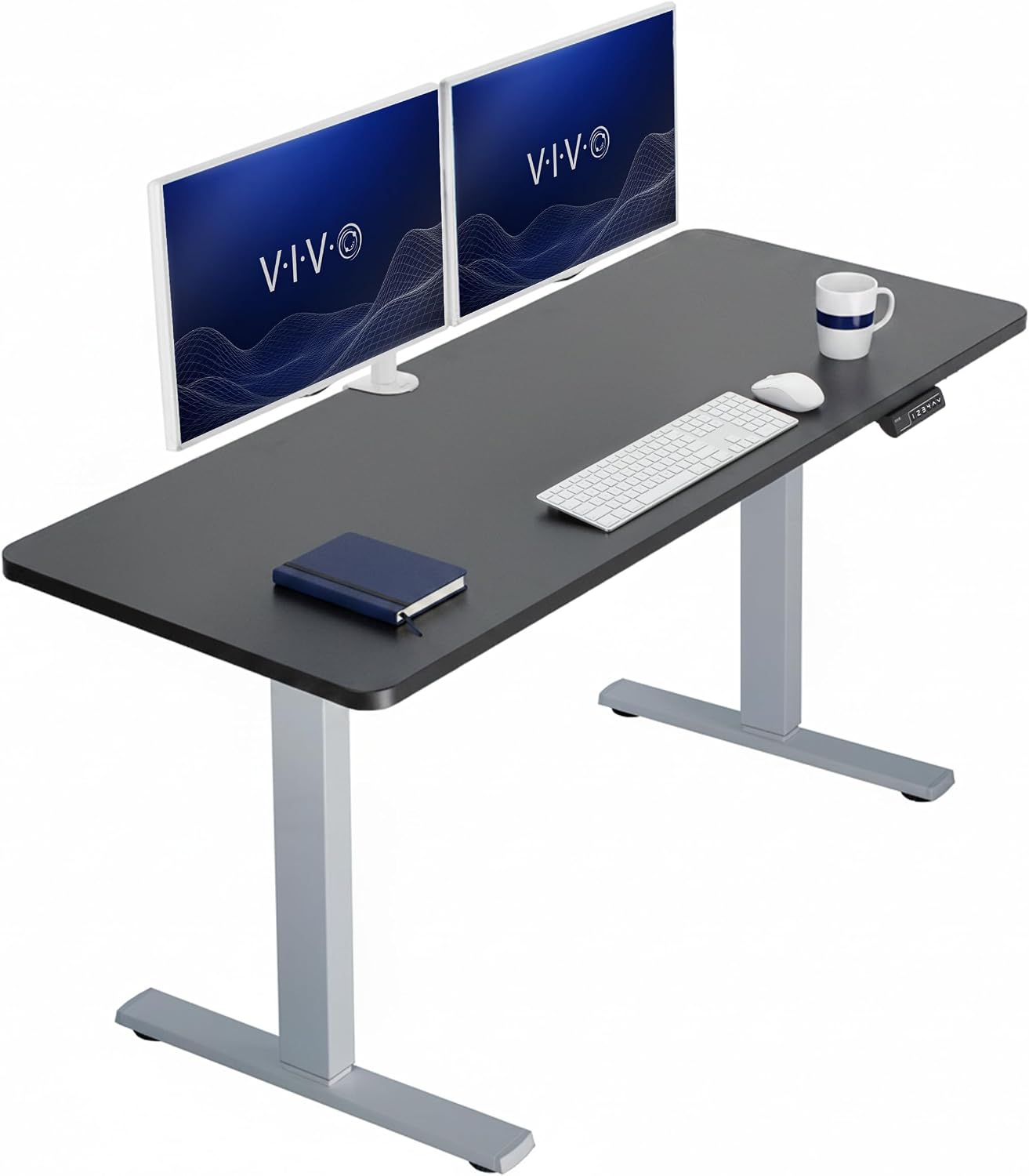 VIVO Electric 63 x 32 in Standing Desk, Memory Height Adjustment, 1B Series, Holds 220 lbs, Dark Walnut Top Black Frame, DESK-KIT-1B1D