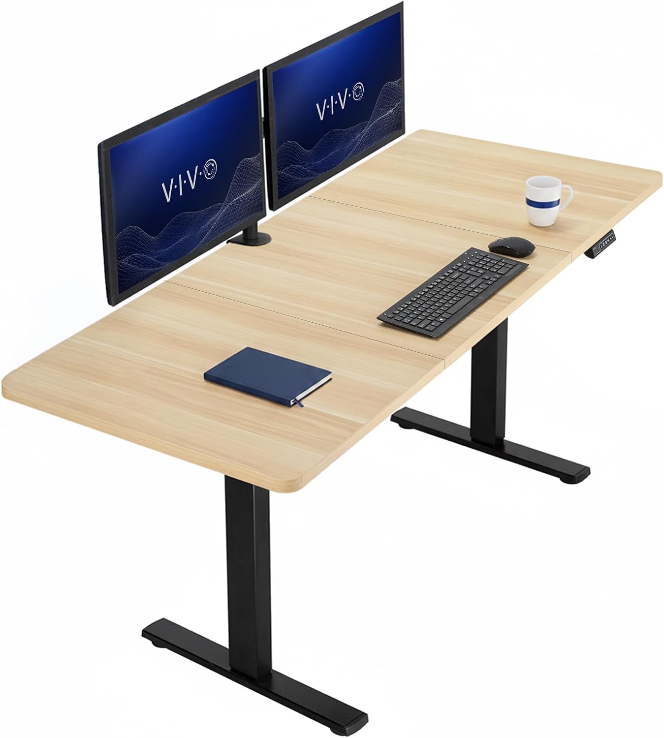 VIVO Electric 63 x 32 in Standing Desk, Memory Height Adjustment, 1B Series, Holds 220 lbs, Dark Walnut Top Black Frame, DESK-KIT-1B1D