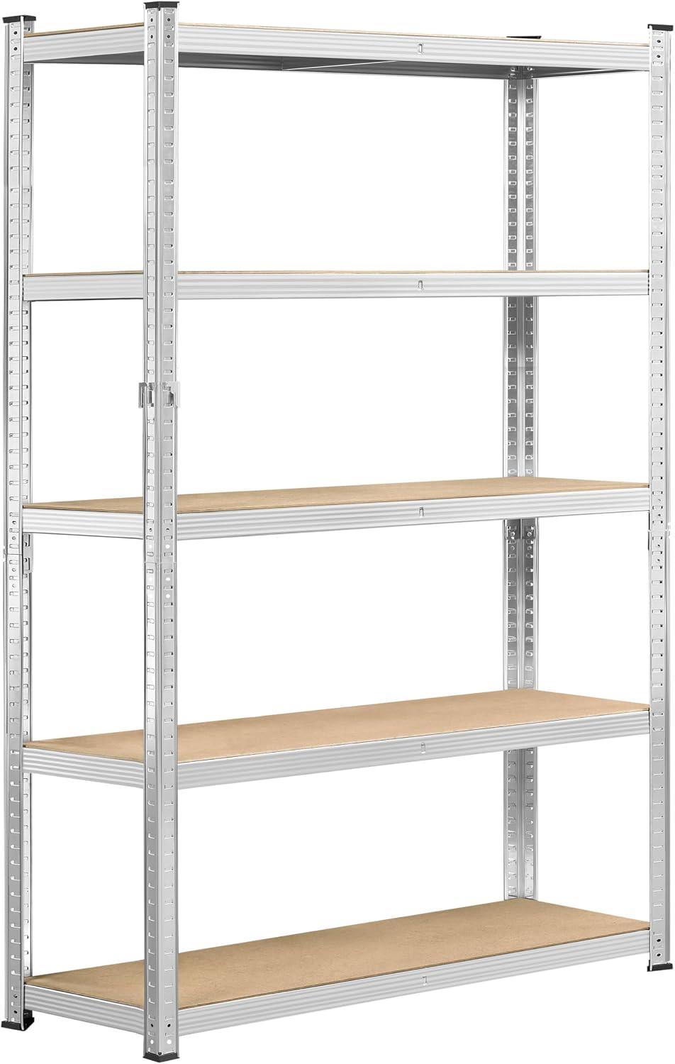 Yaheetech 5-Tier Heavy Duty Storage Shelves 28" W x 12" D x 60" H Silver, Boltless powder-coated metal frame and MDF boards assemble easily