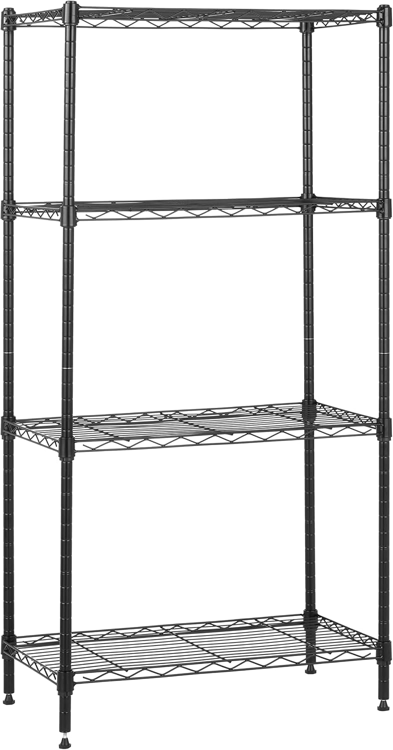 Amazon Basics 5-Shelf Adjustable, Heavy Duty Storage Shelving Unit on 4" Wheel Casters, Easy to Move Portable Wire Shelving