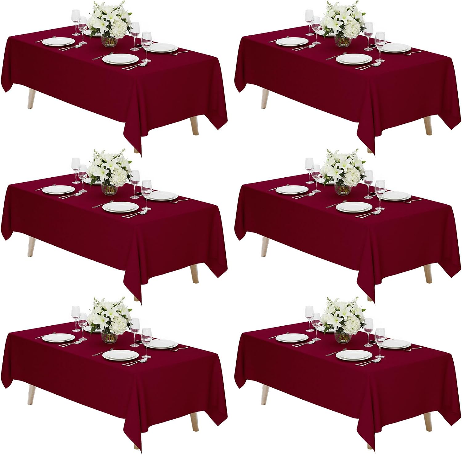 Fixwal 120 Inch Black Round Tablecloth, 6 Pack Round Table Cloth Polyester Fabric Washable Table Covers for New Year Decorations, Party, Banquet