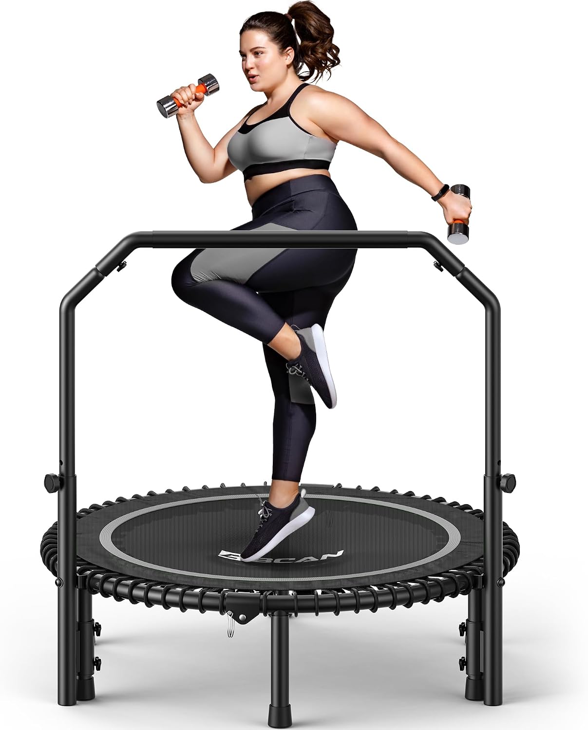 BCAN BT2 Rebounder Trampoline for Adults Bar, FED Fitness Trampoline Indoor