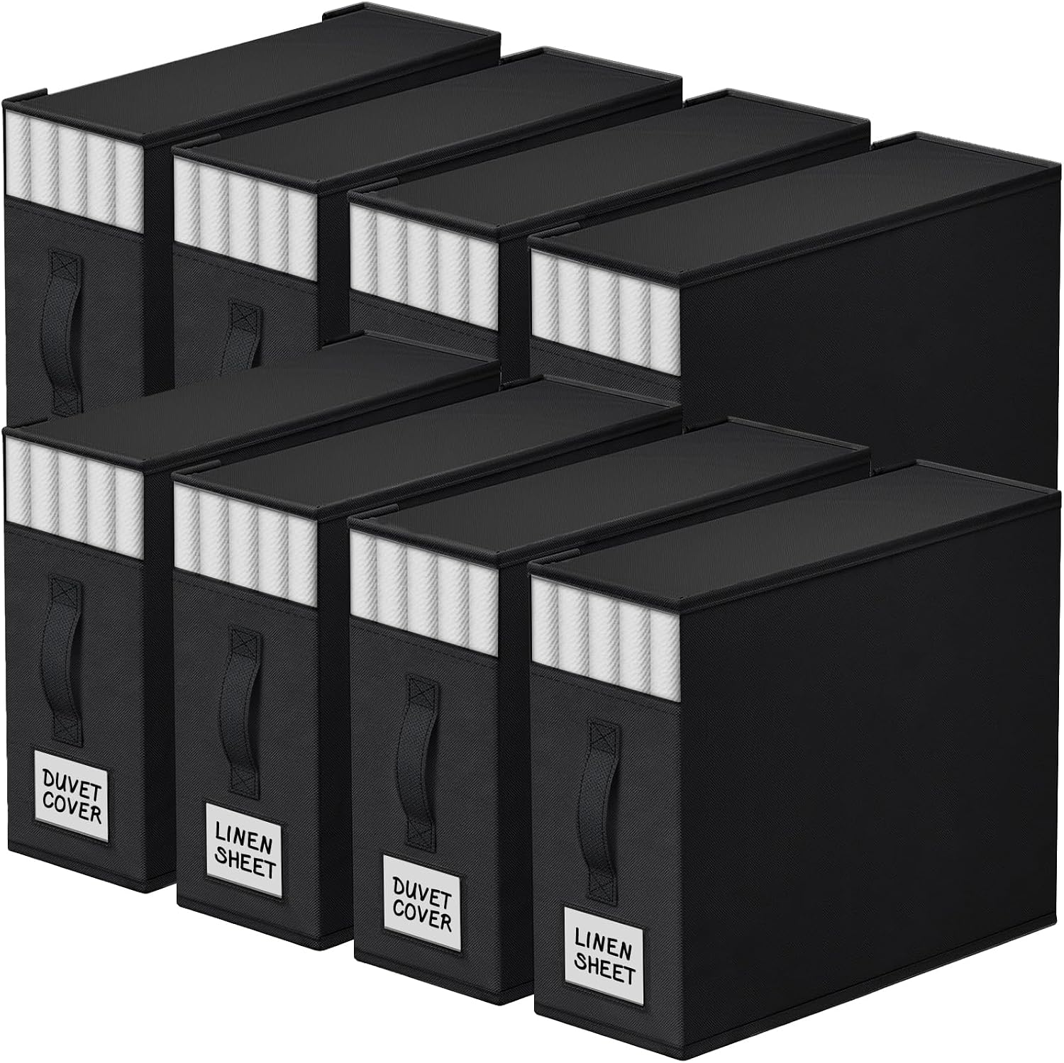 StorageTastic 6 Pack Bed Sheet Closet Organizers and Storage, Sturdy Foldable Storage Containers with Window and Label