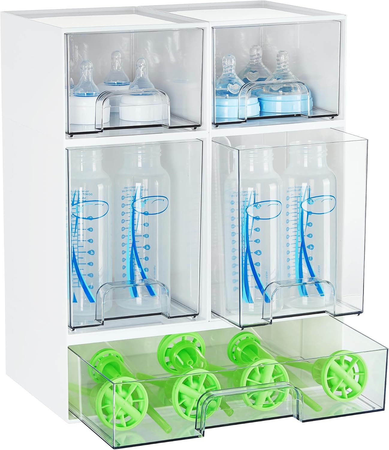 Vtopmart Stackable Storage Drawers Set of 6, Clear Plastic Organizer Bins for Bathroom Supplies, for Cabinet, Shelf, Pantry, Laundry Room Organization