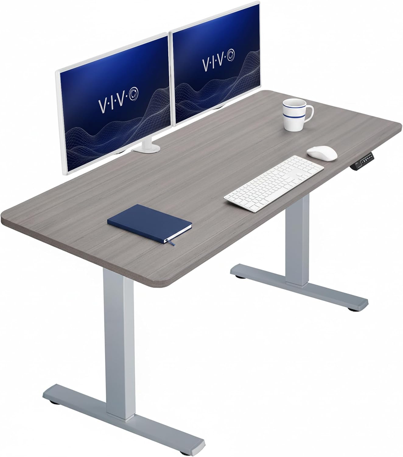 VIVO Electric 63 x 32 in Standing Desk, Memory Height Adjustment, 1B Series, Holds 220 lbs, Dark Walnut Top Black Frame, DESK-KIT-1B1D