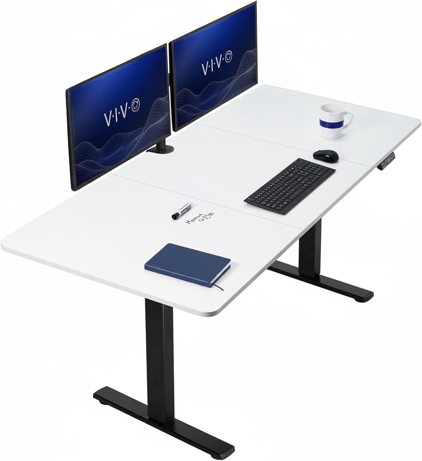 VIVO Electric 63 x 32 in Standing Desk, Memory Height Adjustment, 1B Series, Holds 220 lbs, Dark Walnut Top Black Frame, DESK-KIT-1B1D