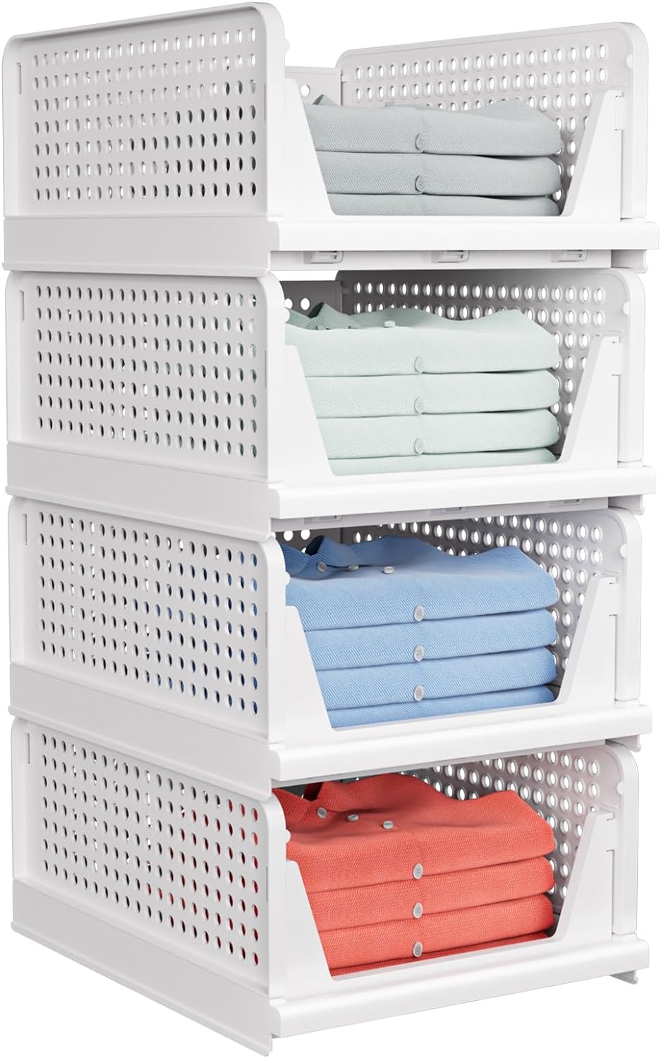 5 Pack Stackable Closet Storage Basket - Stackable Storage Bins, Multifunctional and Foldable Closet Organizer Waterproof