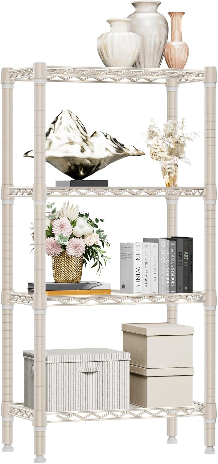 M MZG 750 lbs 3 Tier Shelf Metal Storage Shelves Wire Rack Closet Organizers with PP Board for Garage Kitchen Bathroom Laundry Chrome 11.8" D x 21.7"