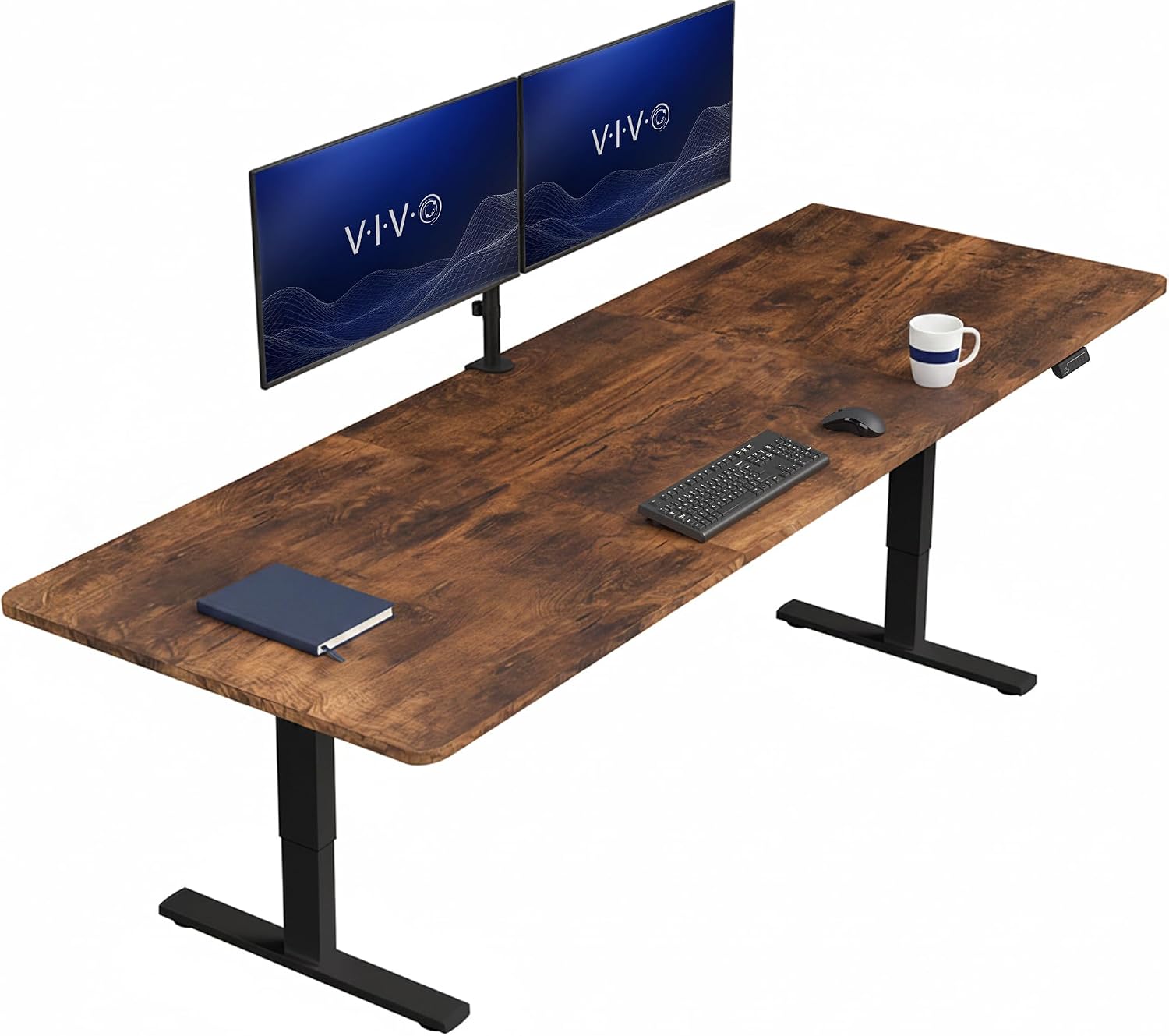 VIVO Electric 63 x 32 in Standing Desk, Memory Height Adjustment, 1B Series, Holds 220 lbs, Dark Walnut Top Black Frame, DESK-KIT-1B1D