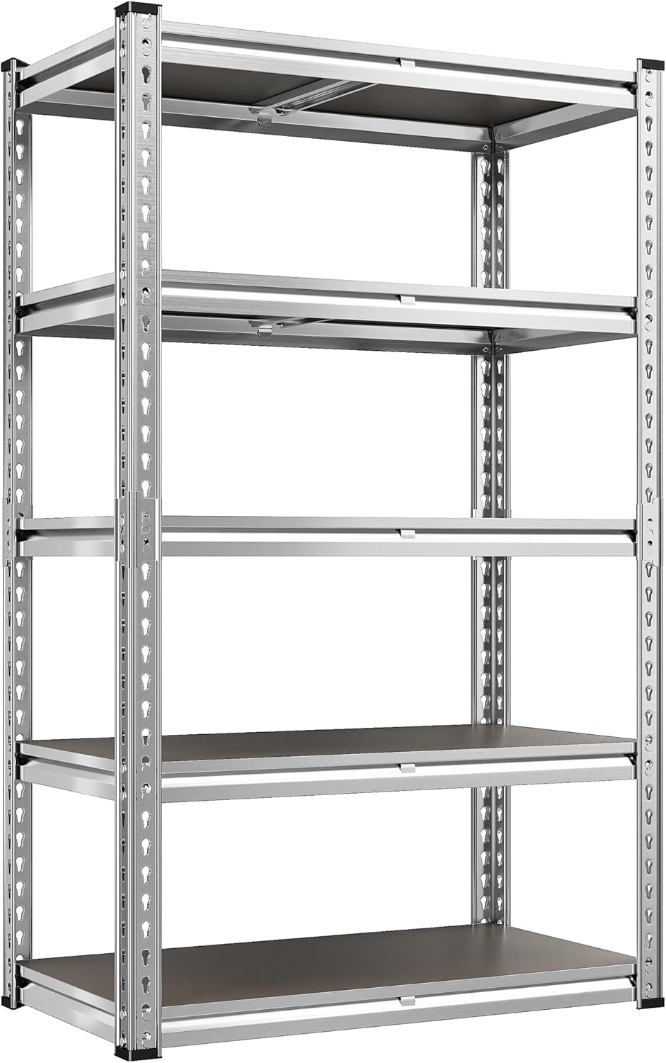 REIBII Galvanized Garage Shelving with PP Boards for Pantry Office Garage, Freestanding, Rustproof, Adjustable, Detachable, 5-Tier, Easy Assembly