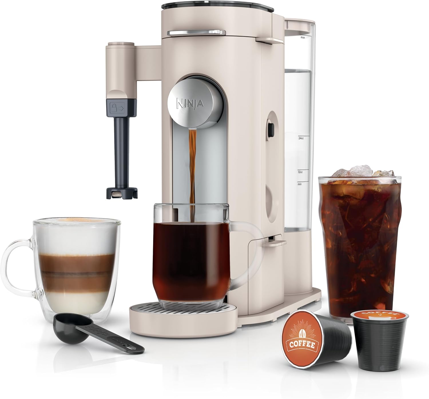 Ninja Single Serve Coffee Maker - Combo Machine, K-Cup Pods and Grounds, 4 Styles of Brewing, up to 24 Oz Cup Sizes, 56 Oz Removable Reservoir, Black