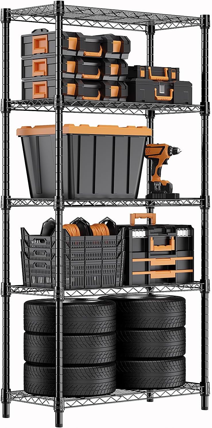M MZG 750 lbs 3 Tier Shelf Metal Storage Shelves Wire Rack Closet Organizers with PP Board for Garage Kitchen Bathroom Laundry Chrome 11.8" D x 21.7"