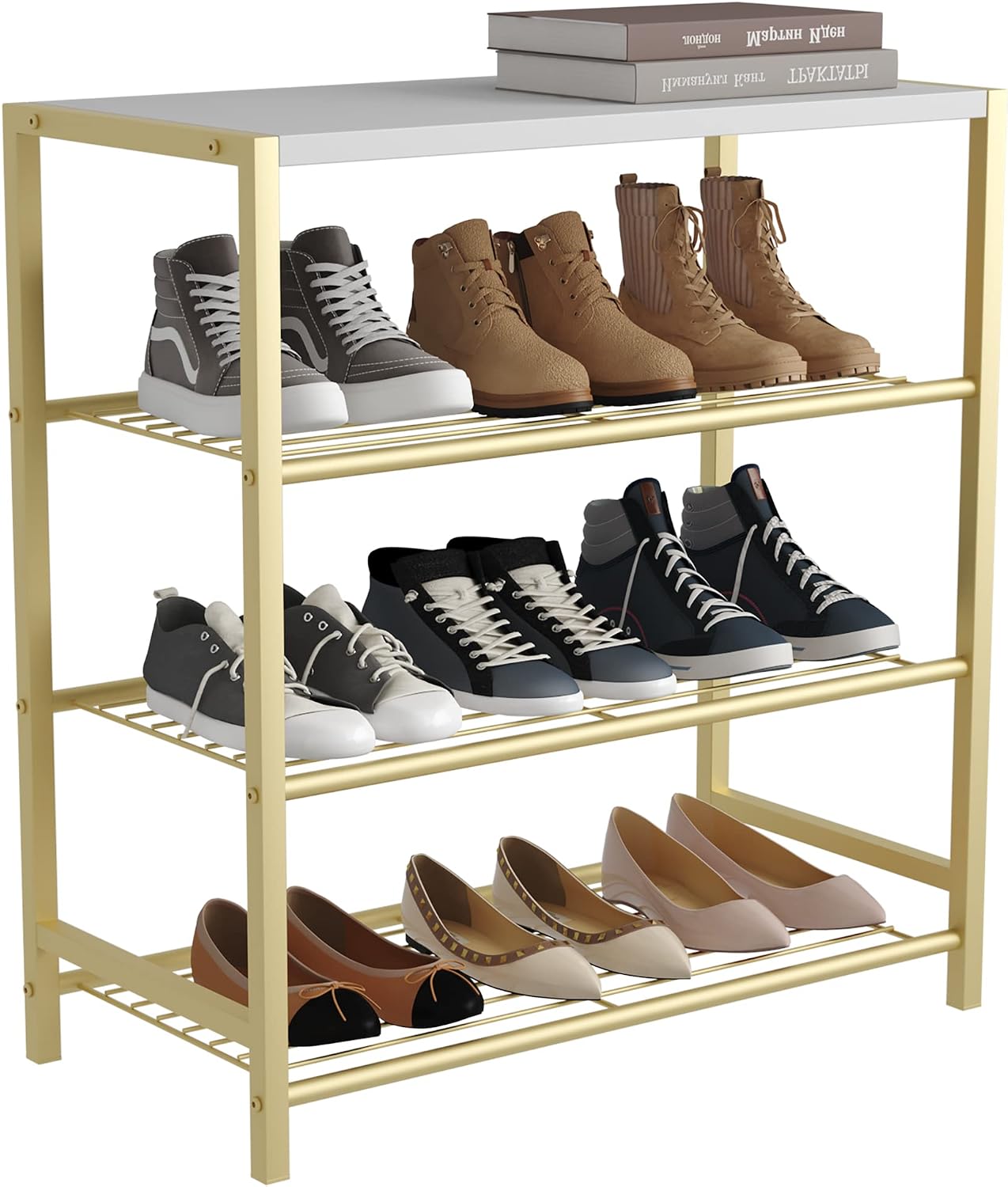 HOMEFORT Shoe Rack 6-Tier, Shoe Storage Shelf, Industrial Shoe Tower, Narrow Shoe Organizer for Closet Entryway