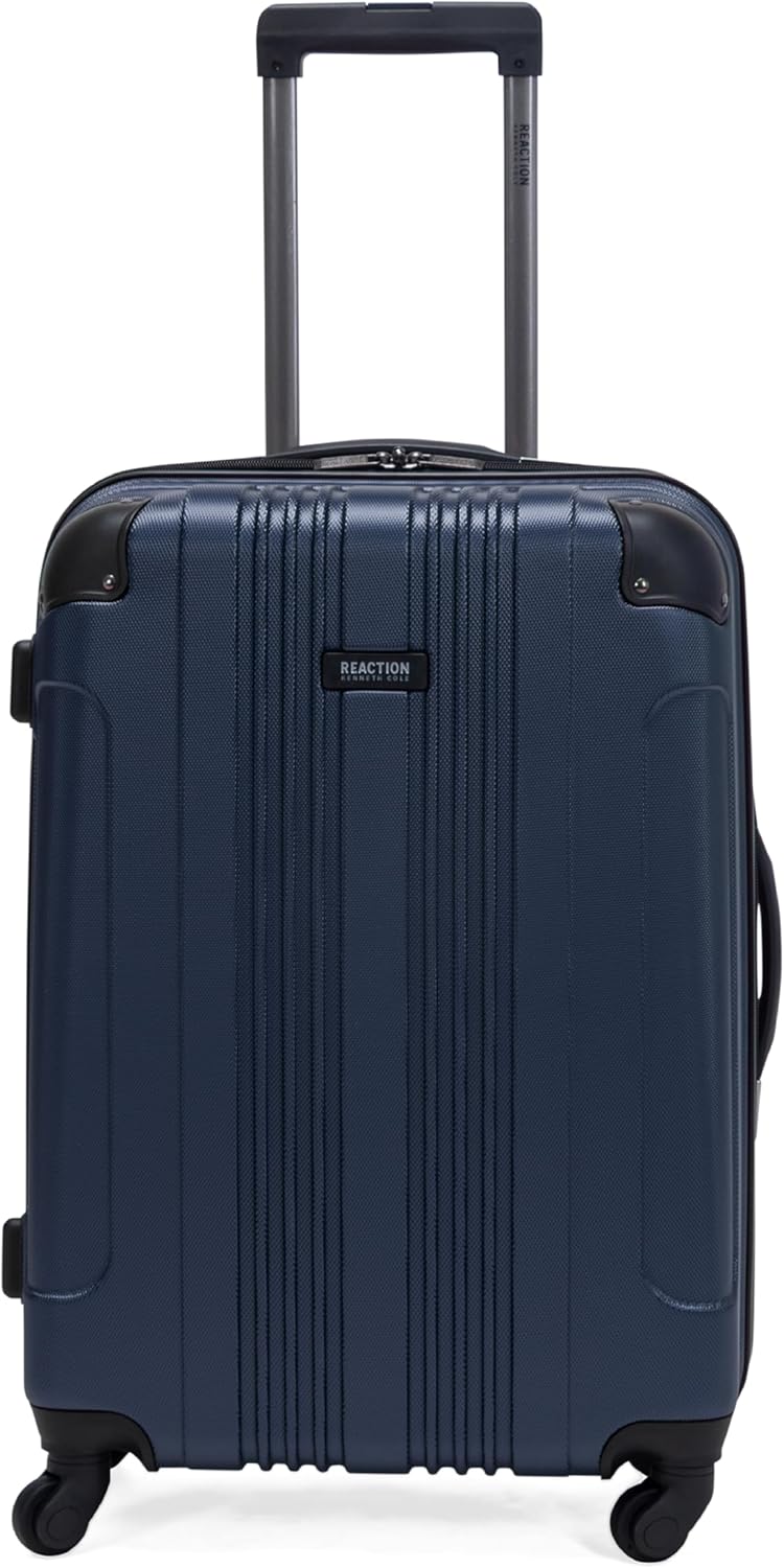 Kenneth Cole REACTION Out of Bounds Lightweight Hardshell 4-Wheel Spinner Luggage, Charcoal, 24-Inch Checked