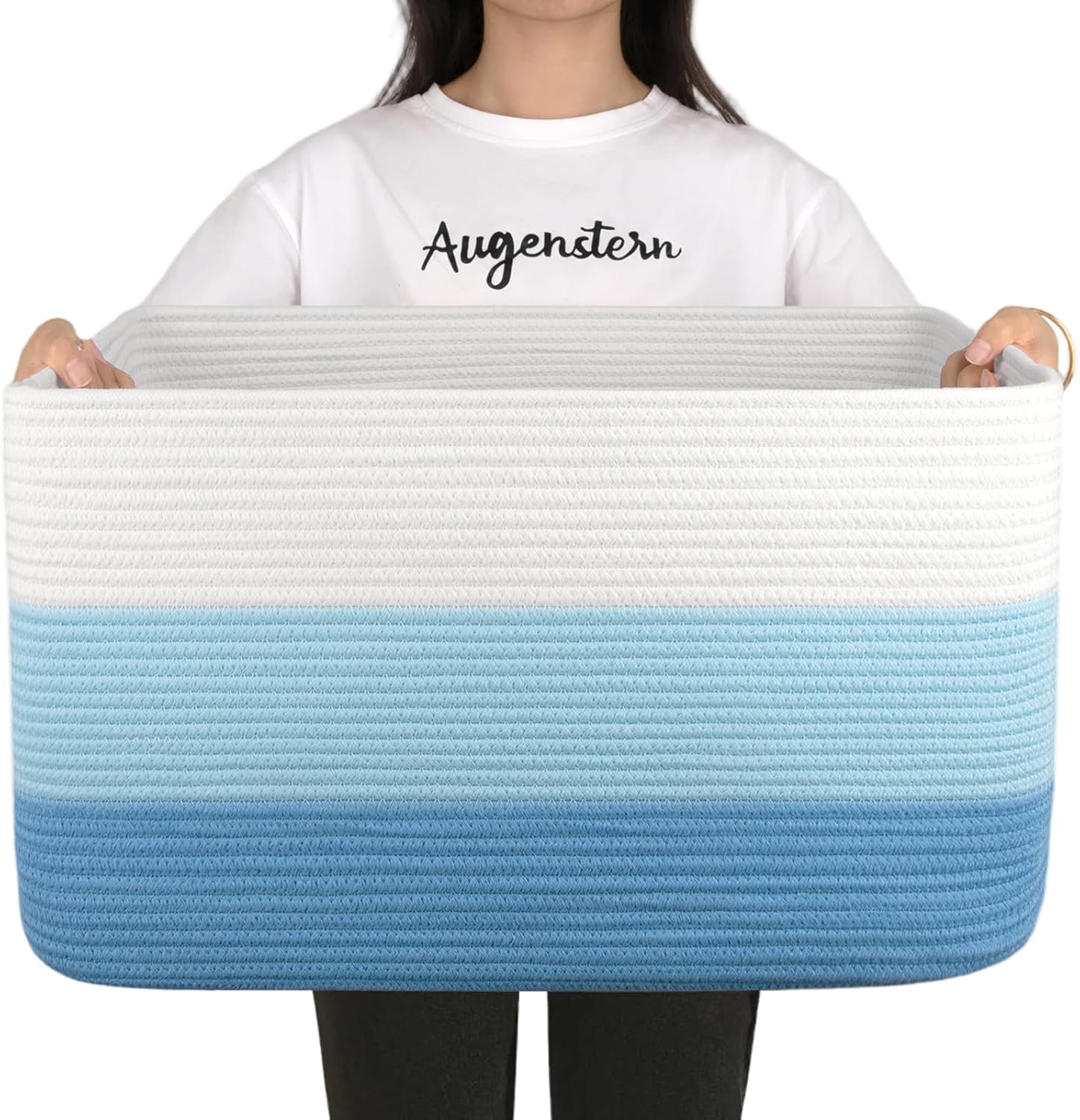 OIAHOMY Large Blanket Basket, 22"x17"x12" Laundry Baskets, Nursery Blanket Storage Living Room, Toy Storage With Handle