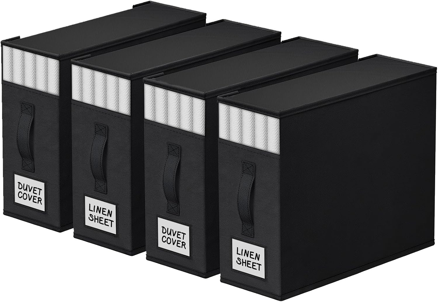 StorageTastic 6 Pack Bed Sheet Closet Organizers and Storage, Sturdy Foldable Storage Containers with Window and Label