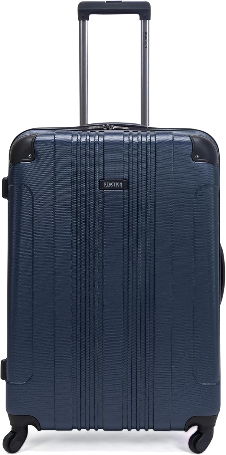 Kenneth Cole REACTION Out of Bounds Lightweight Hardshell 4-Wheel Spinner Luggage, Charcoal, 24-Inch Checked