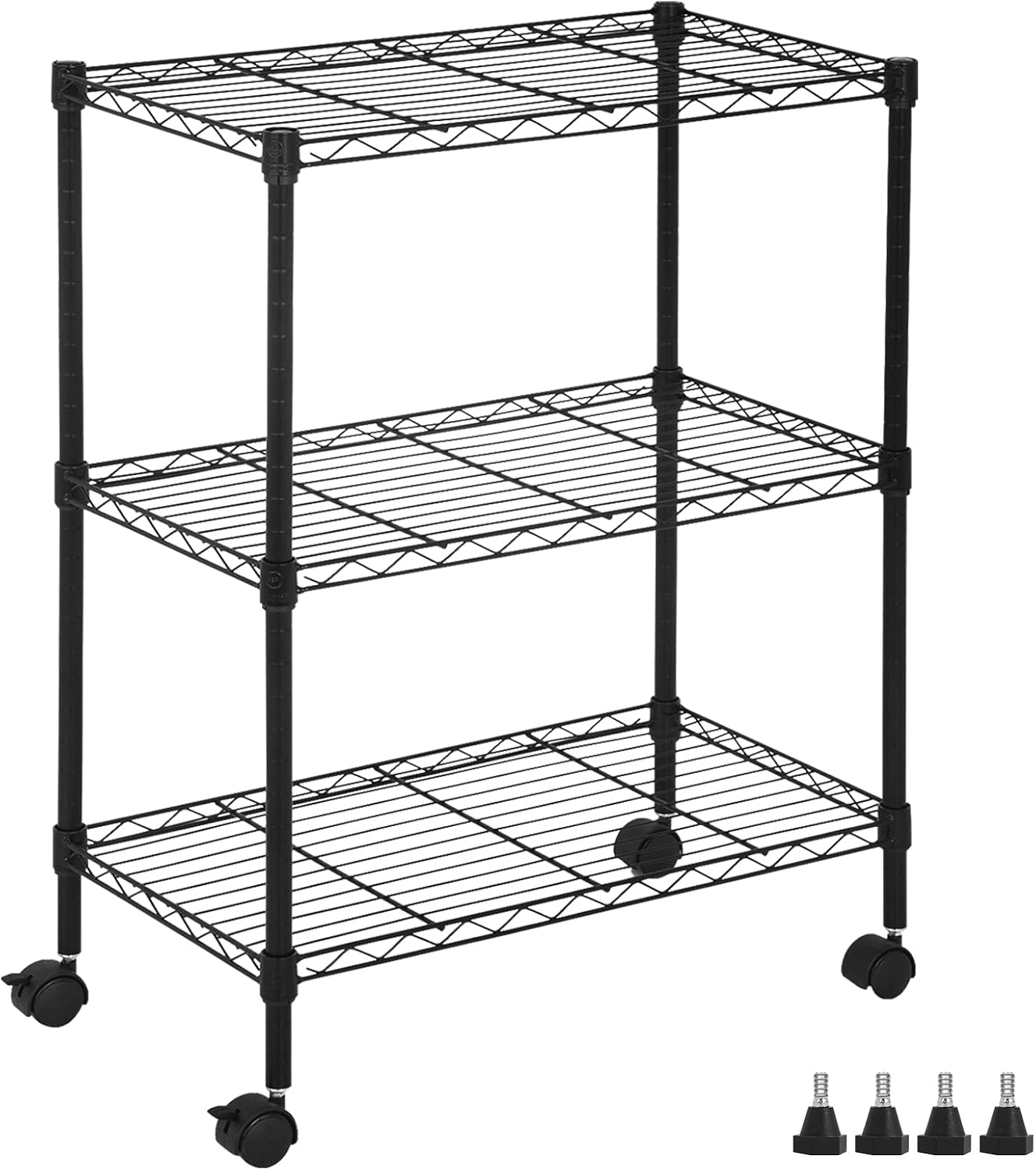 Heavy Duty 6 Tier Shelving Unit Adjustable 6000Lbs Capacity Steel Storage Rack 18" x 48 x 76 Mobile Shelves Wire Shelf Silver Rolling Utility Cart for