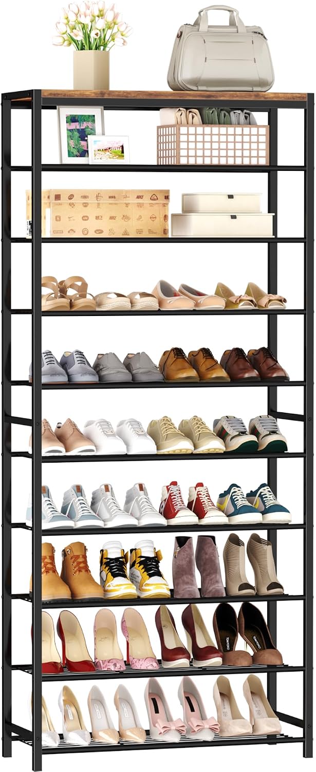 HOMEFORT Shoe Rack 6-Tier, Shoe Storage Shelf, Industrial Shoe Tower, Narrow Shoe Organizer for Closet Entryway